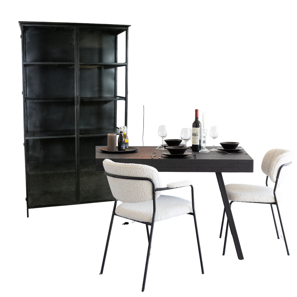 ALACENA | MANUEL/Base fierro negro con 2 puertas vidriadas