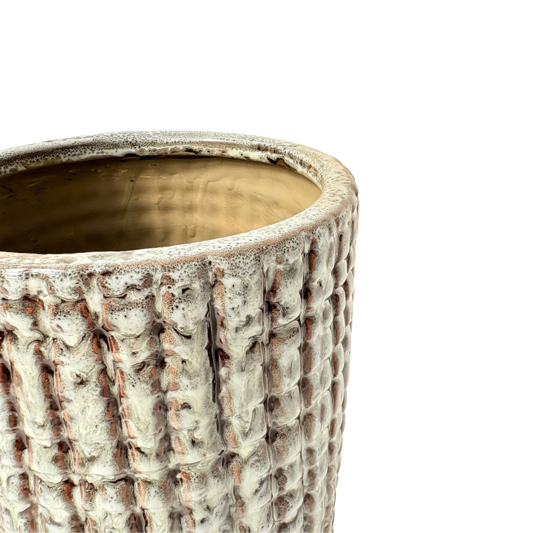 MACETERO TEXTURA TONOS GRISES BRILLO / 17.5D X 20H CM