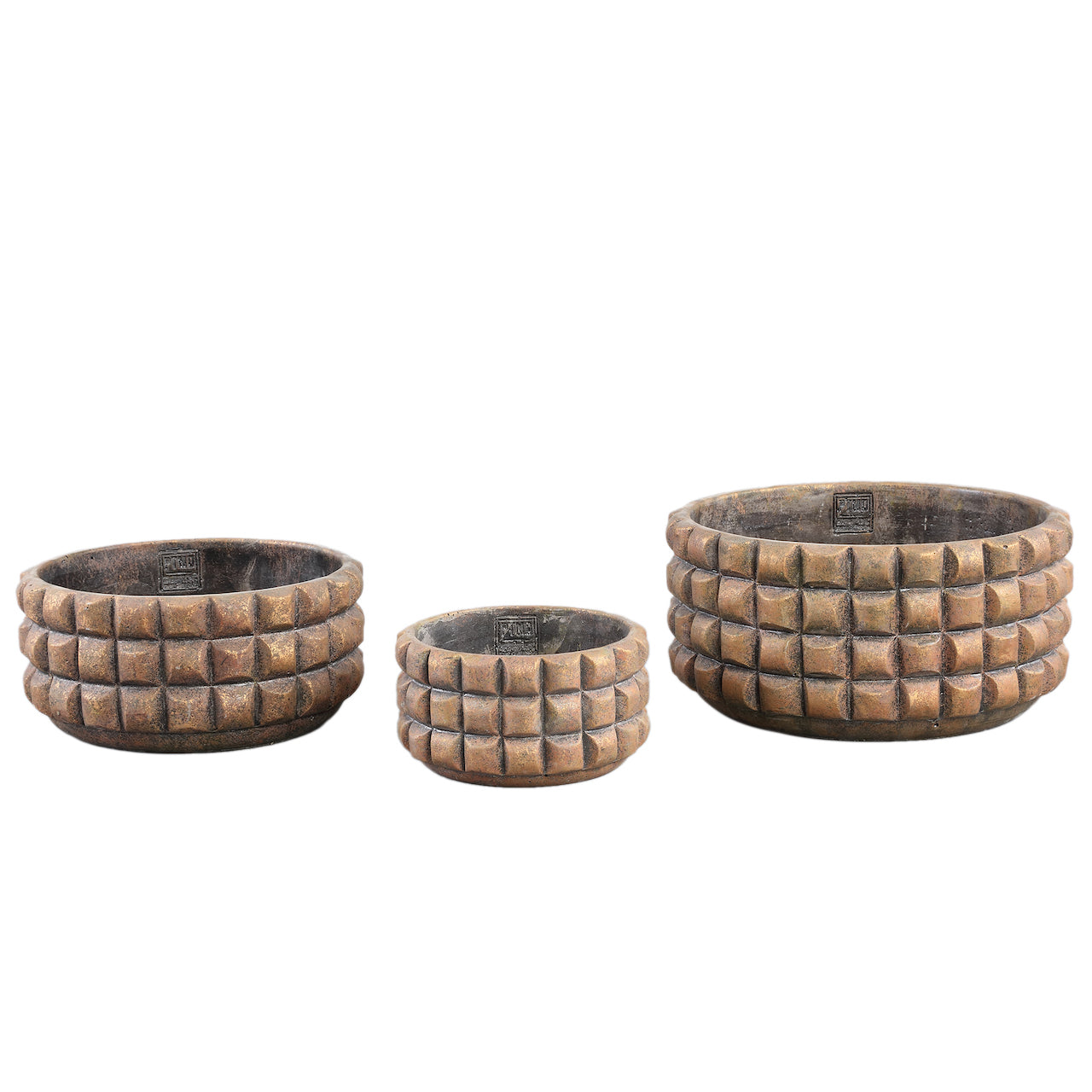 CEMENTO POTE BAJO CON BLOQUES DORADO M / 25D X 12H CM