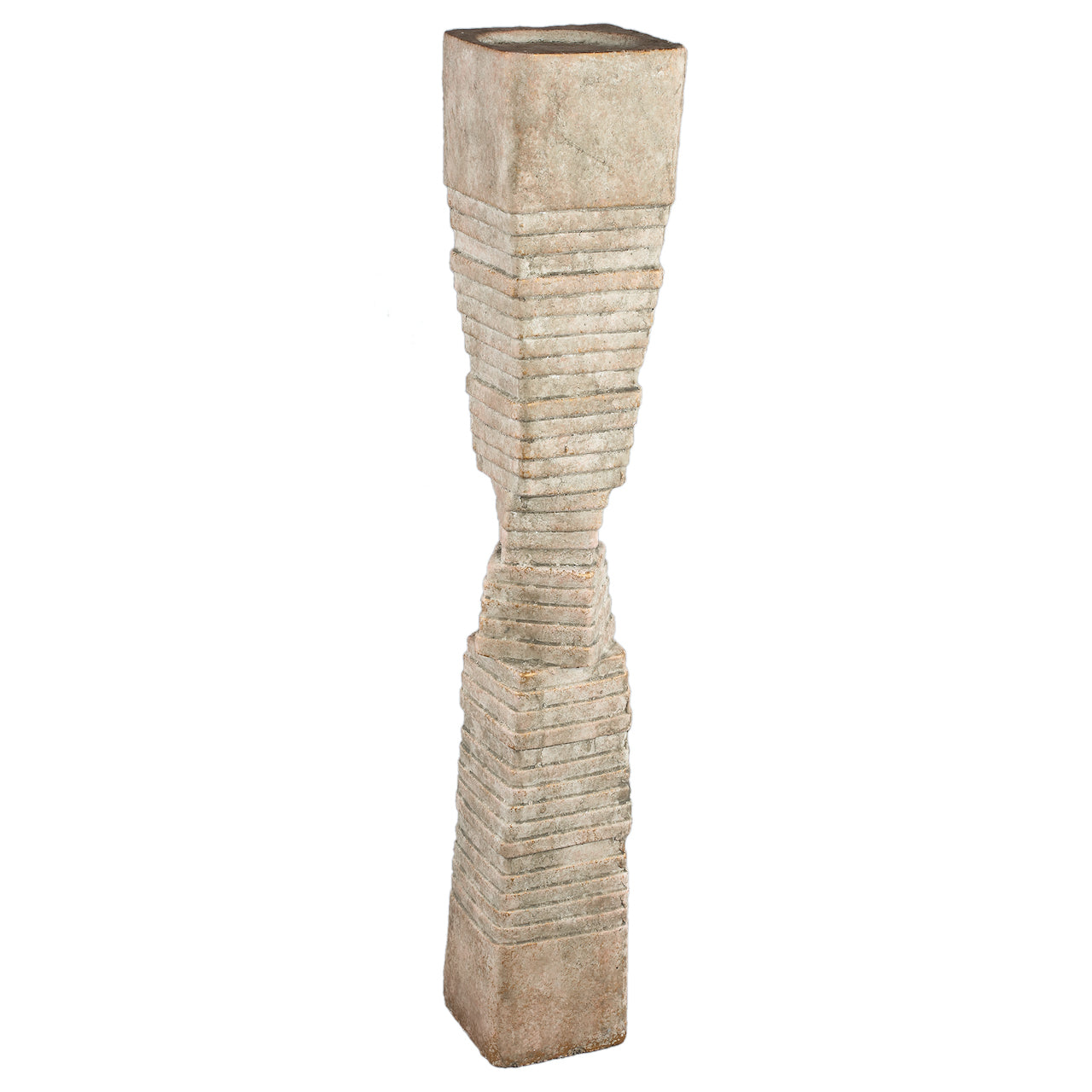 CANDELABRO DE CEMENTO CUADRADO ACANALADO L / 16D X 90H CM