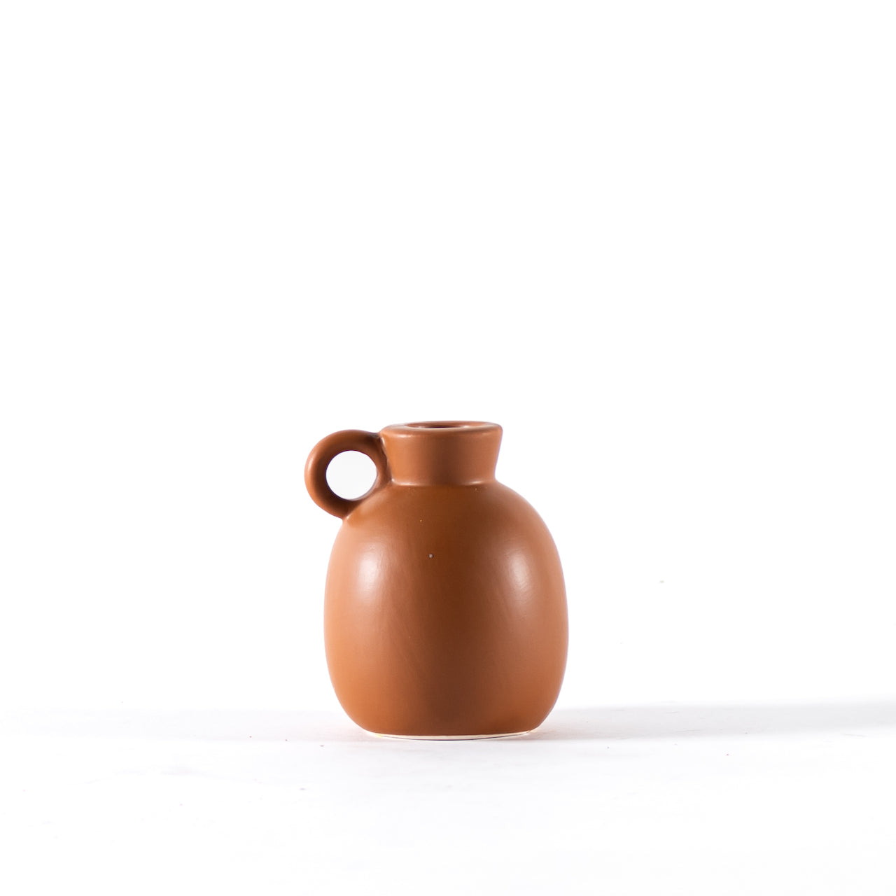 Candelabro Negro y Caramelo Mate con 1 Asa - Elegancia Minimalista