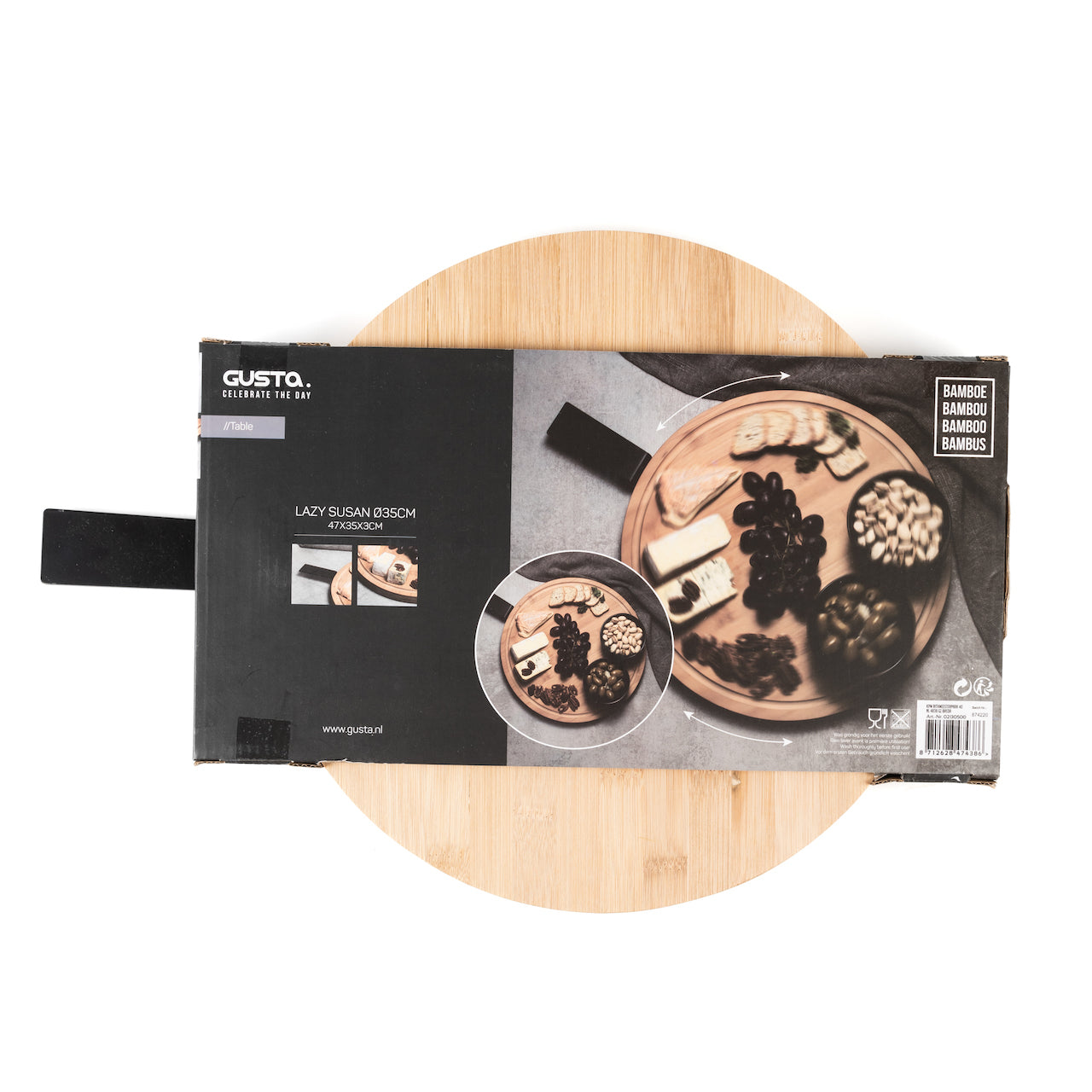 TABLA LAZY SUSAN CON MANGO METAL NEGRO / 47A X 35P X 3H CM