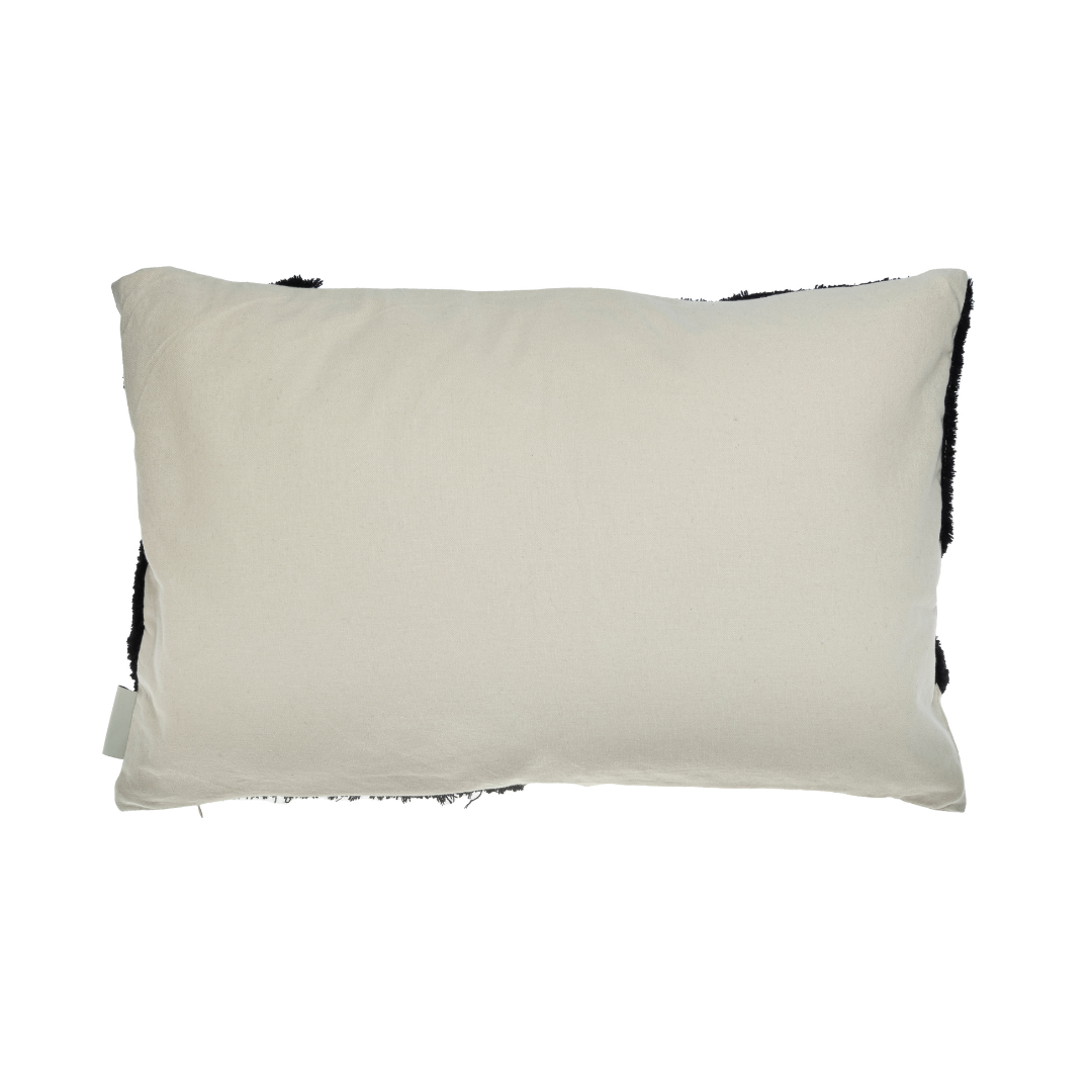 COJÍN | Algodón con dibujo libre en lana negra