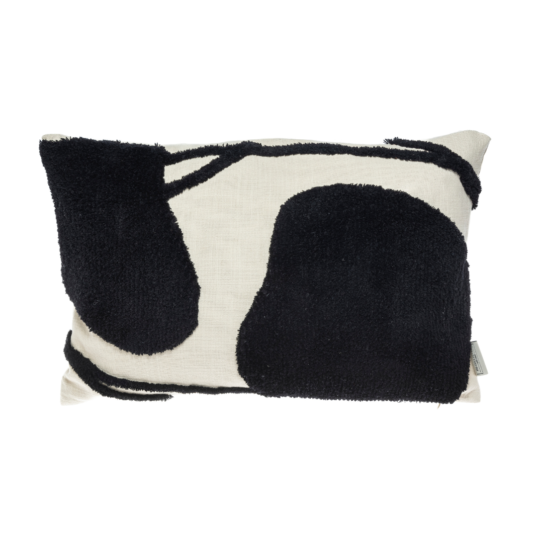 COJÍN | Algodón con dibujo libre en lana negra