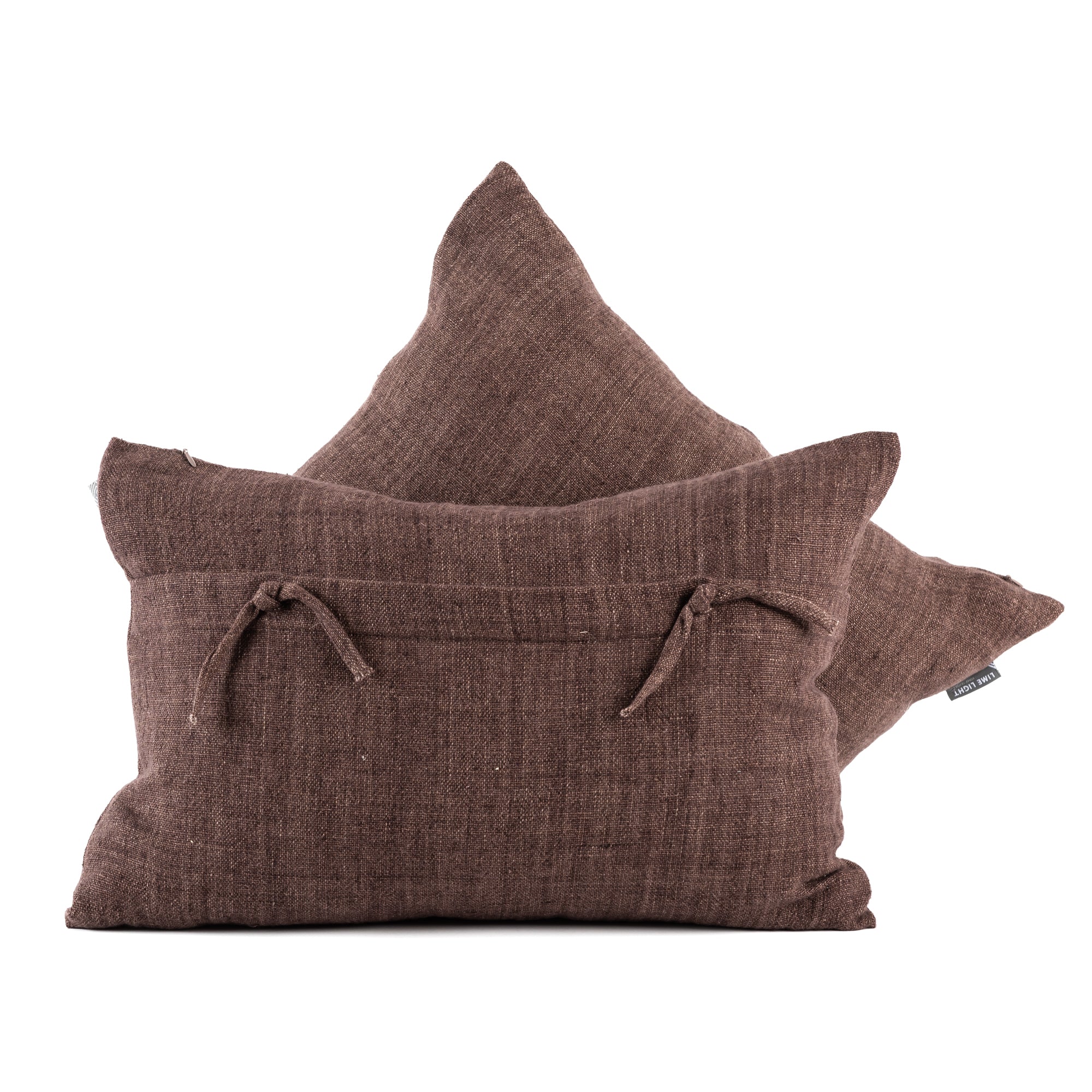 COJÍN | 100% lino traslape nudos BERENJENA hecho en india