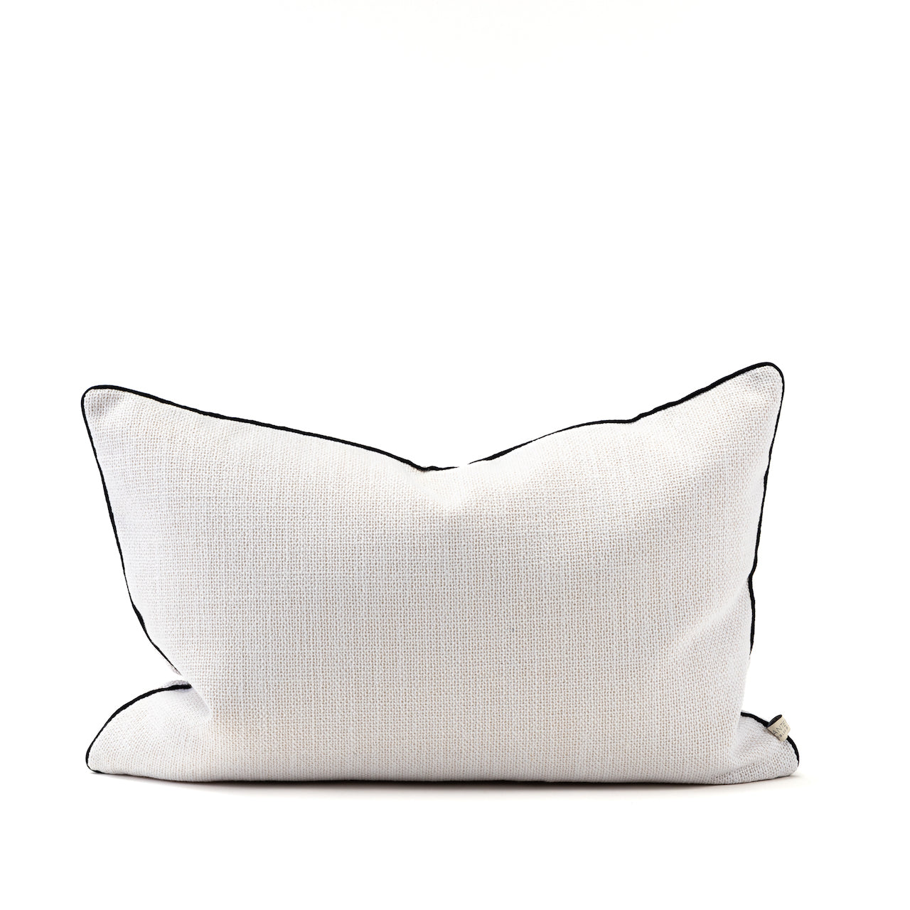 Cojín algodón blanco con trama vivo azul marino 60 X 40 CM