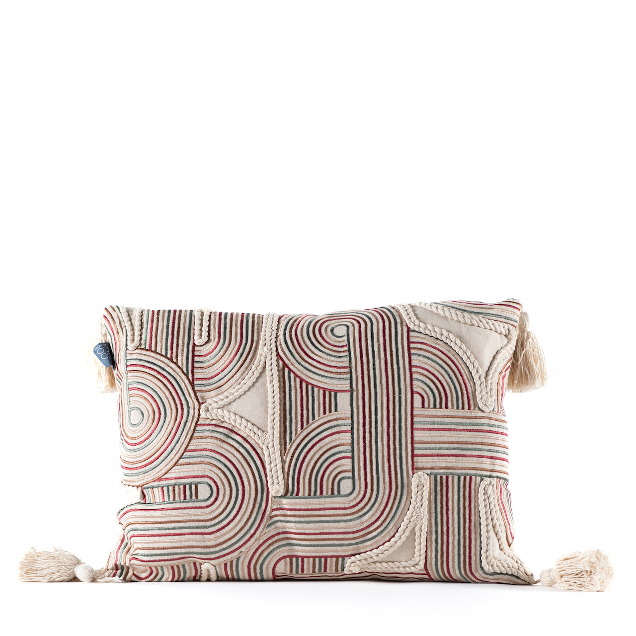 Cojín Lino Off White con Bordados Colores (35x50) - Estilo y confort en cada rincón