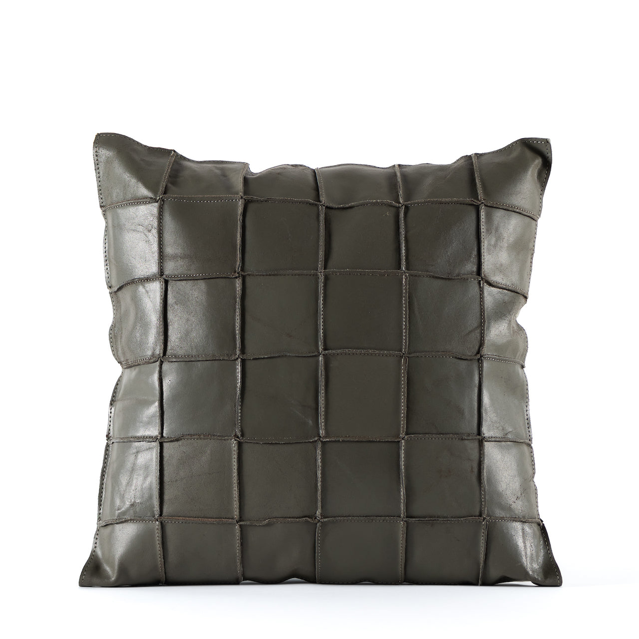 COJIN CUERO PATCHWORK VERDE 45 X 45 CM