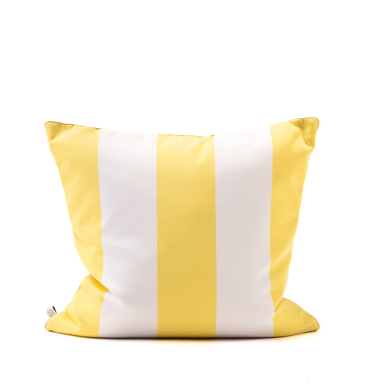 COJIN SUNBRELLA FRANJAS BLANCO CON AMARILLO VIVO CREMA 50 X 50 CM