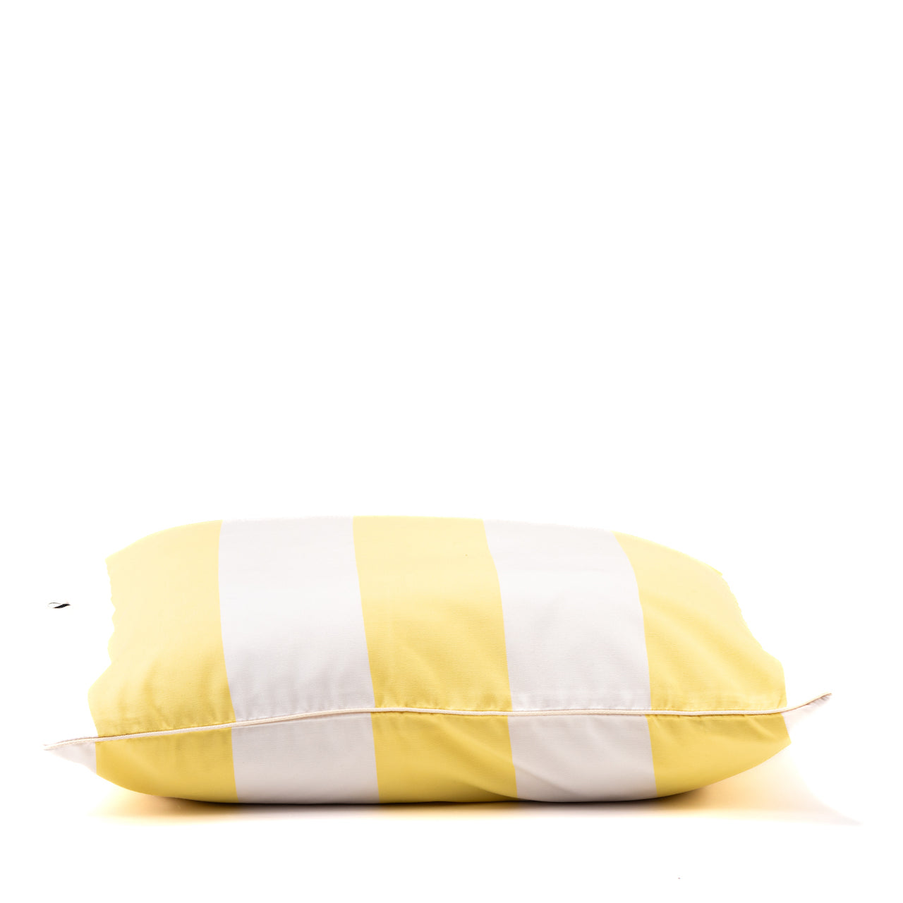 COJIN SUNBRELLA FRANJAS BLANCO CON AMARILLO VIVO CREMA 60 X 60 CM