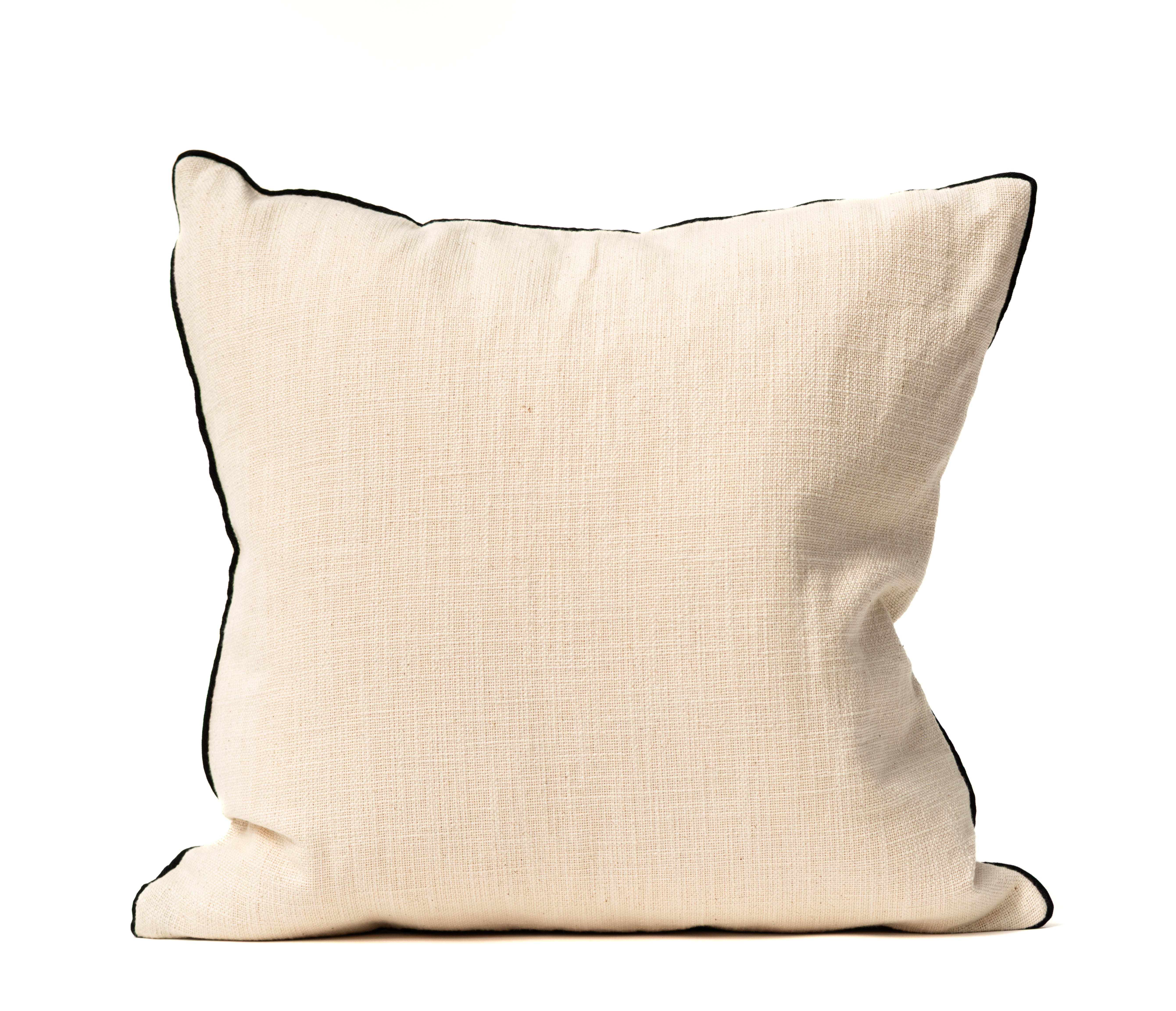 COJÍN LINO CREMA VIVO NEGRO / 50 X 50 CM