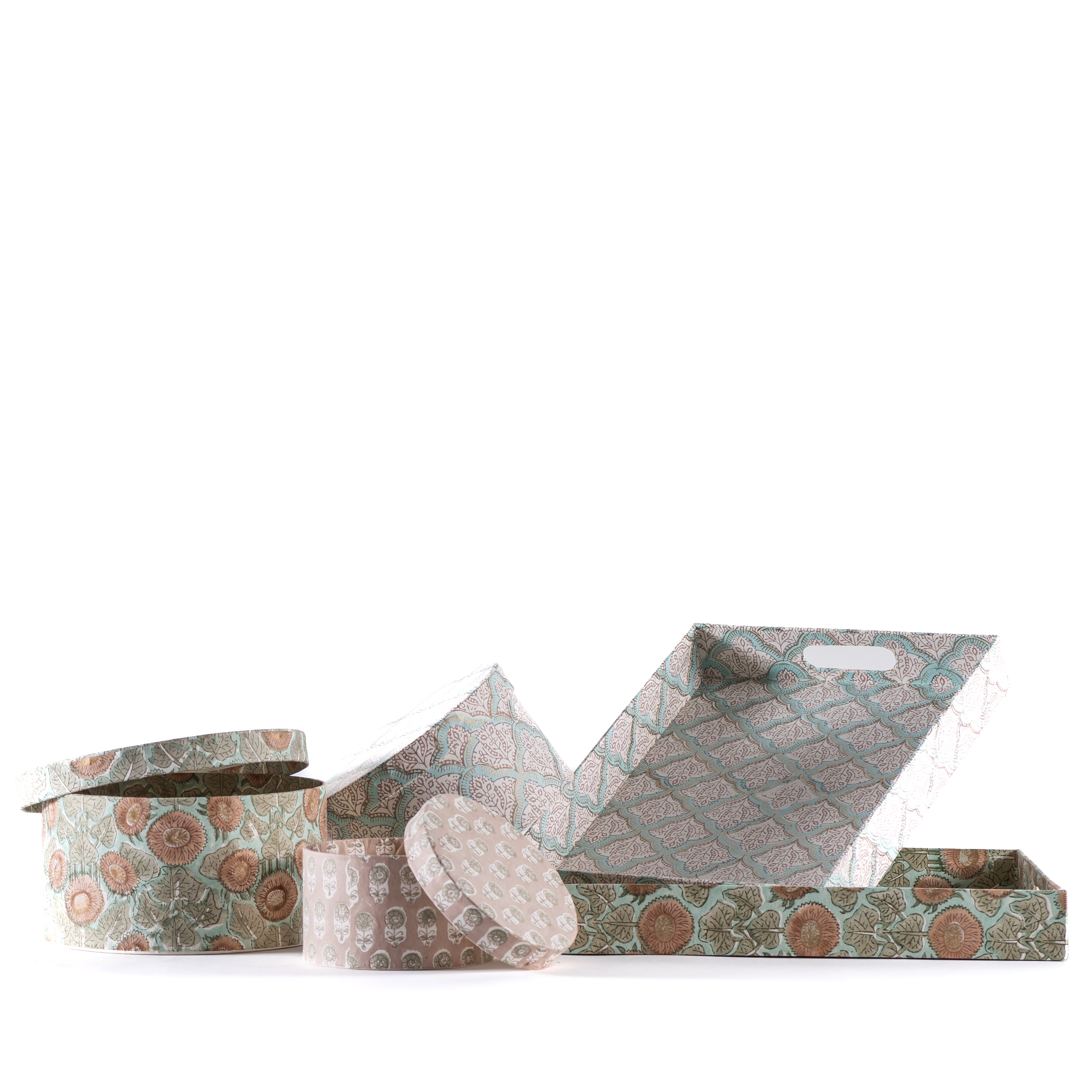 Bandejas Flores India - Set de 2 bandejas