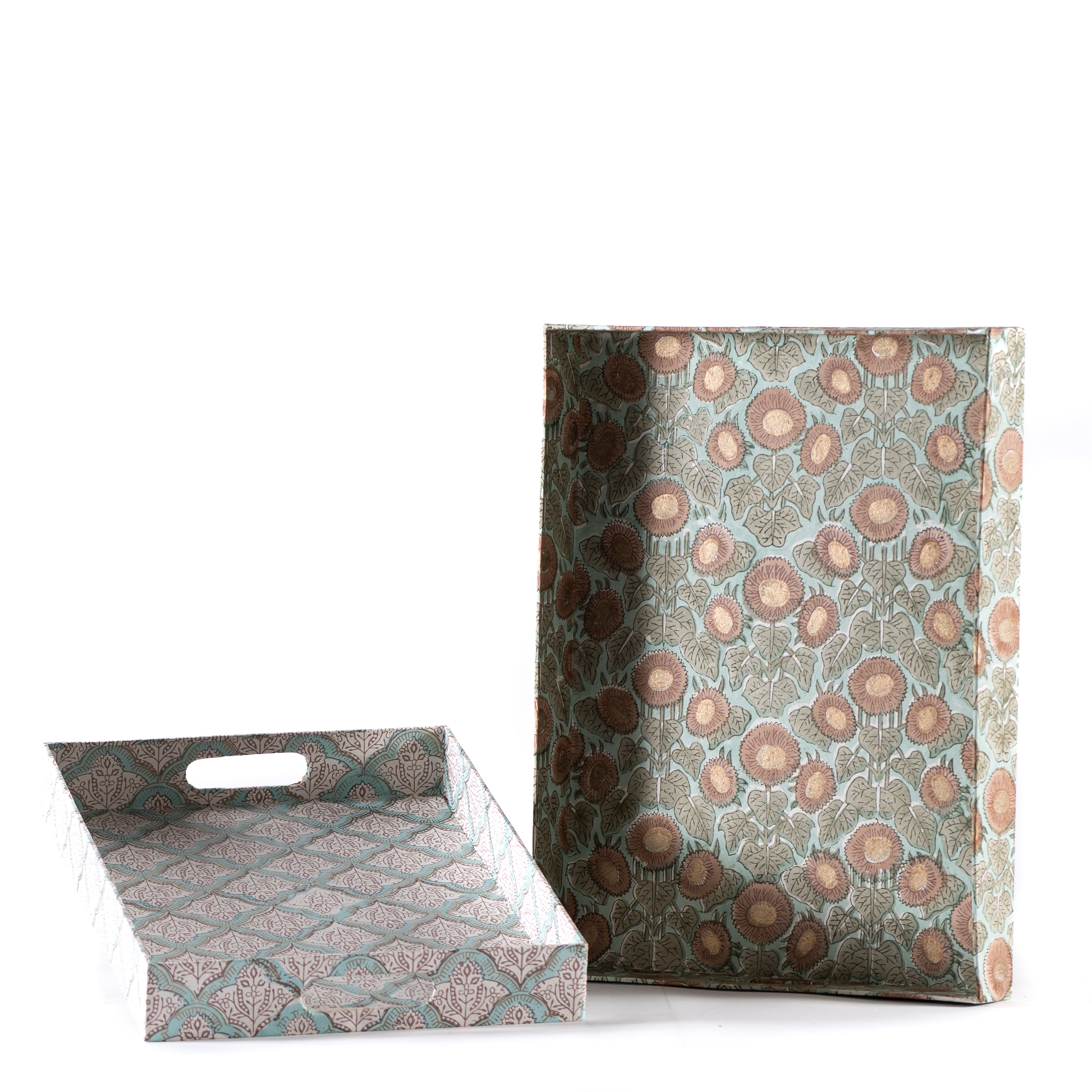 Bandejas Flores India - Set de 2 bandejas