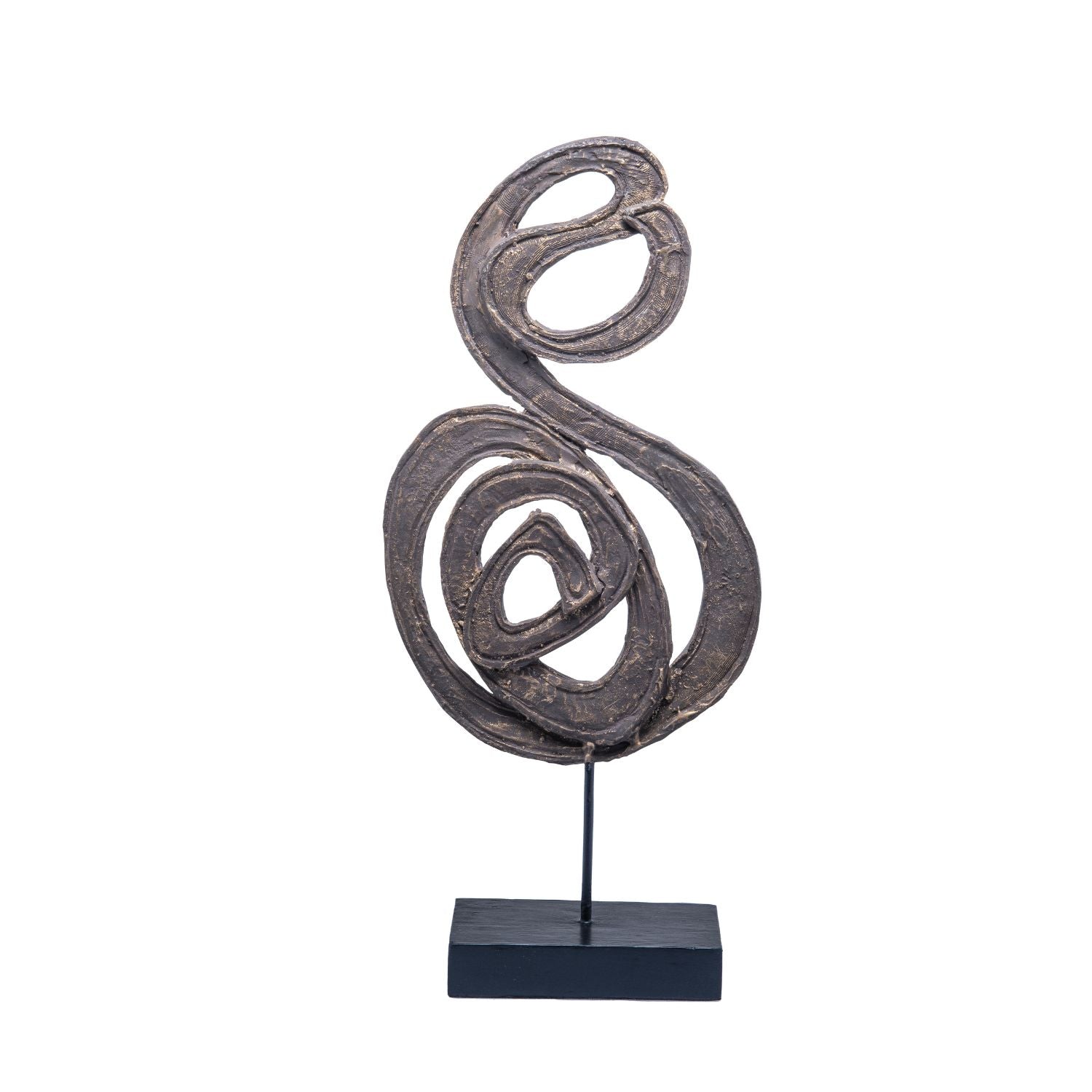 Escultura Figura Dorada en Base de Madera