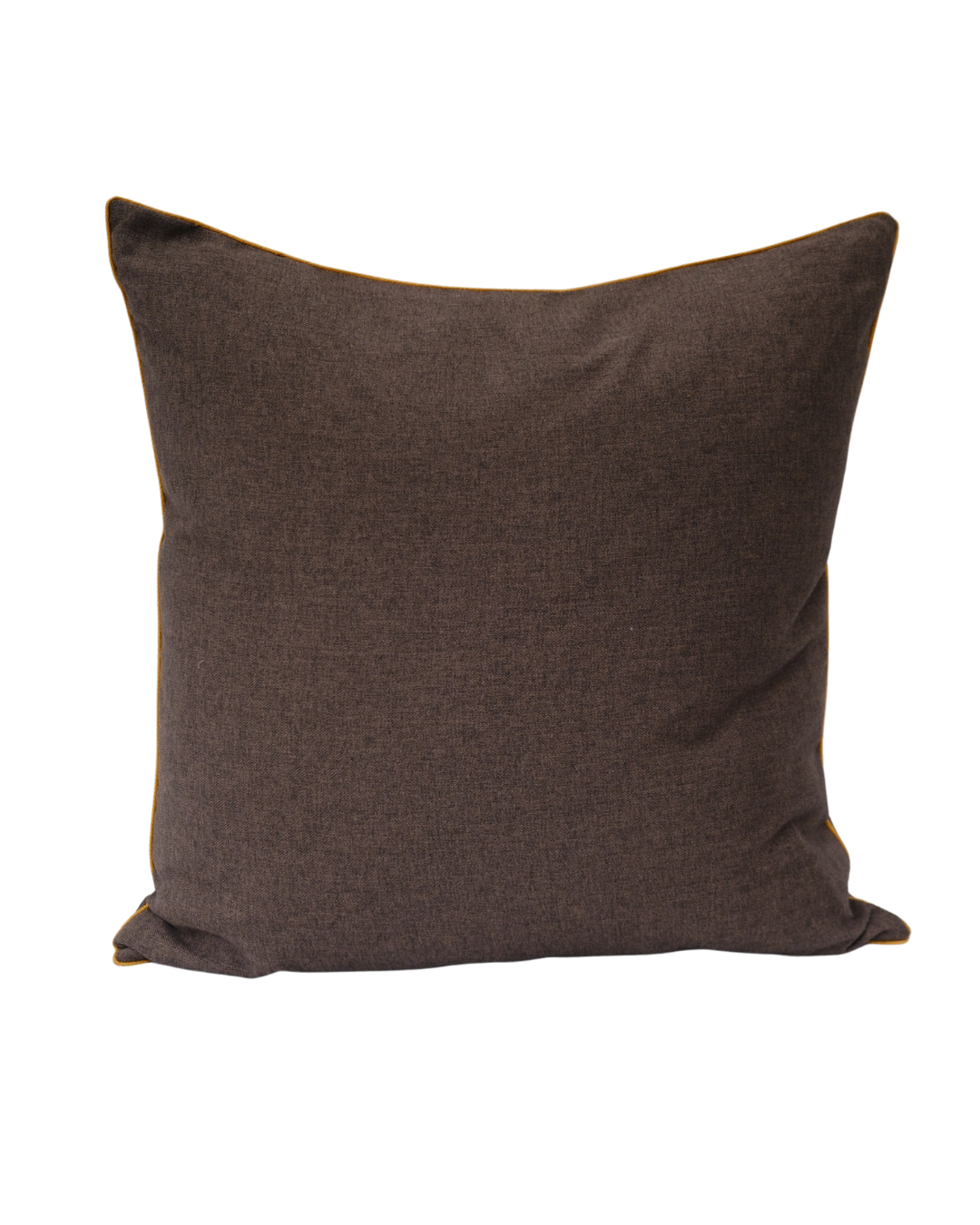 COJIN LANA ESPIGA CAFÉ CON VIVO MOSTAZA / 60 X 60 CM