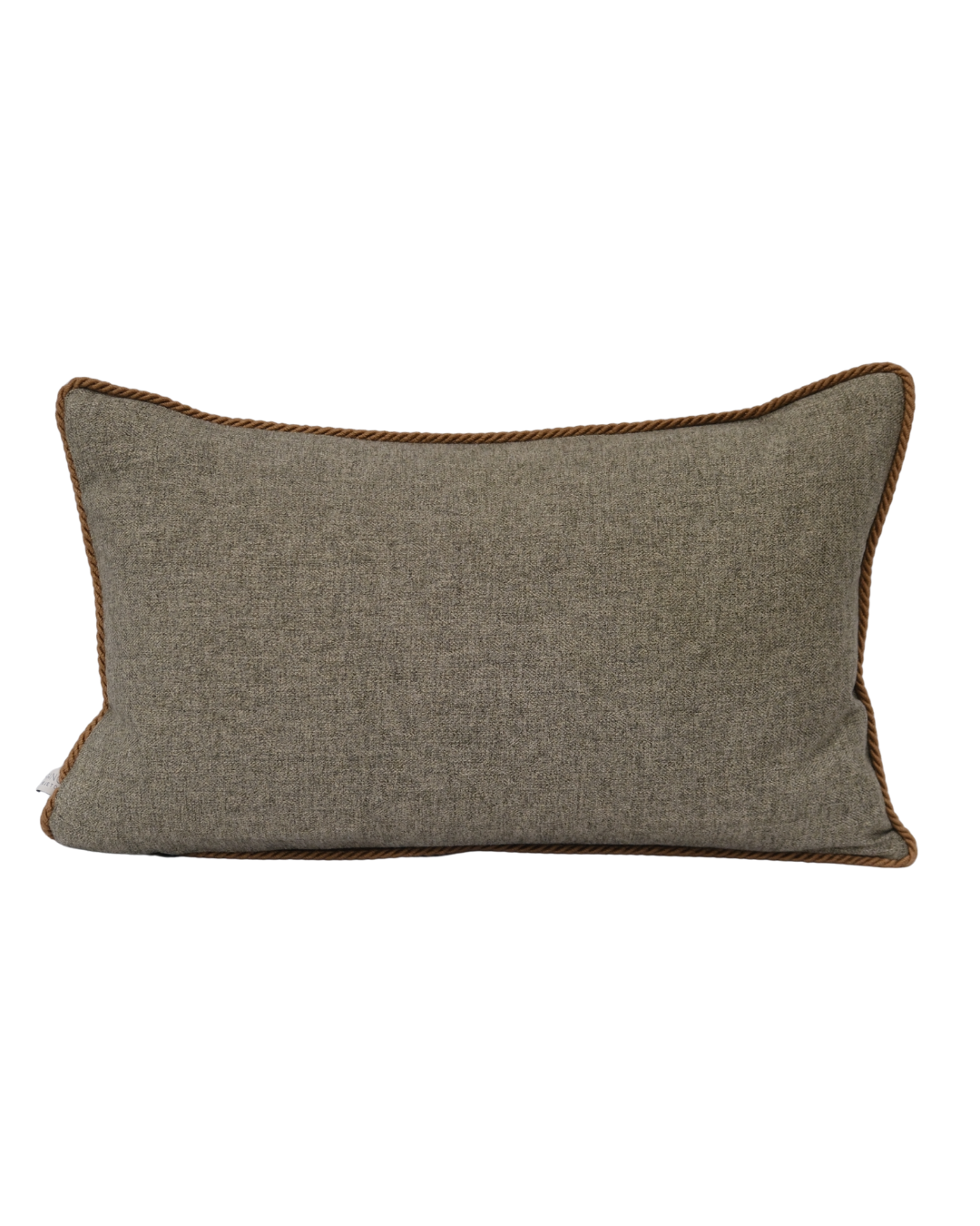 COJIN LANA ESPIGA VERDE CON VIVO CAFÉ / 30 X 50 CM