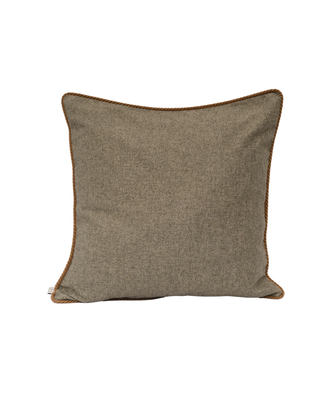 COJIN LANA ESPIGA VERDE CON VIVO CAFÉ / 50 X 50 CM