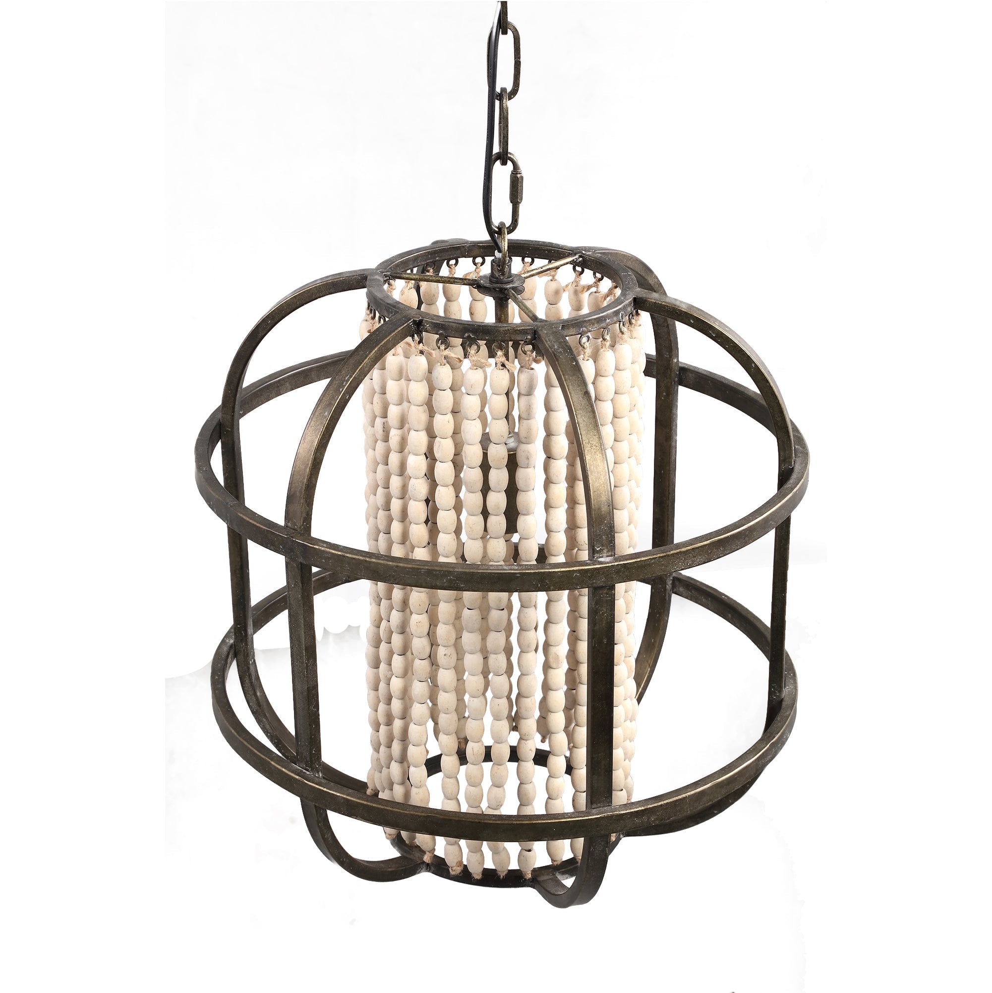 LÁMPARA DE COLGAR | Cubierta de metal redonda con líneas de cuentas entrelazadas