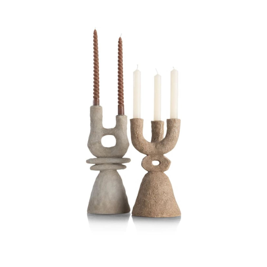 Candelabro de Poliresina Tipo Piedra - 2 o 3 Velas | Elegancia Natural