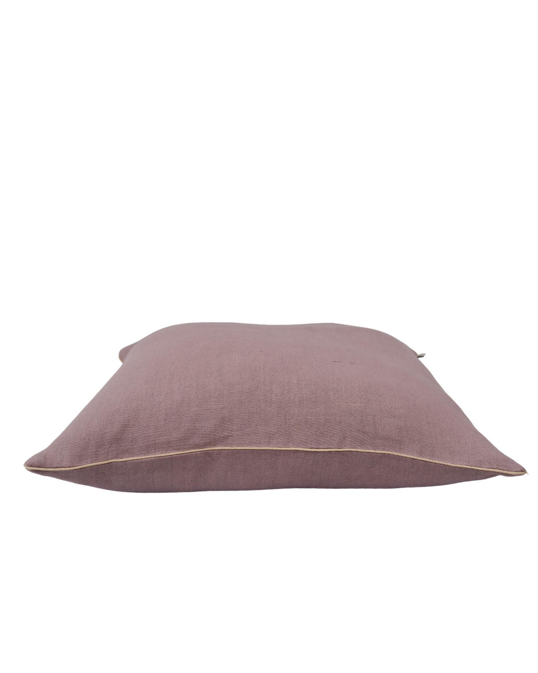 COJIN LINO LAVANDA CON VIVO BEIGE / 60 X 60 CM