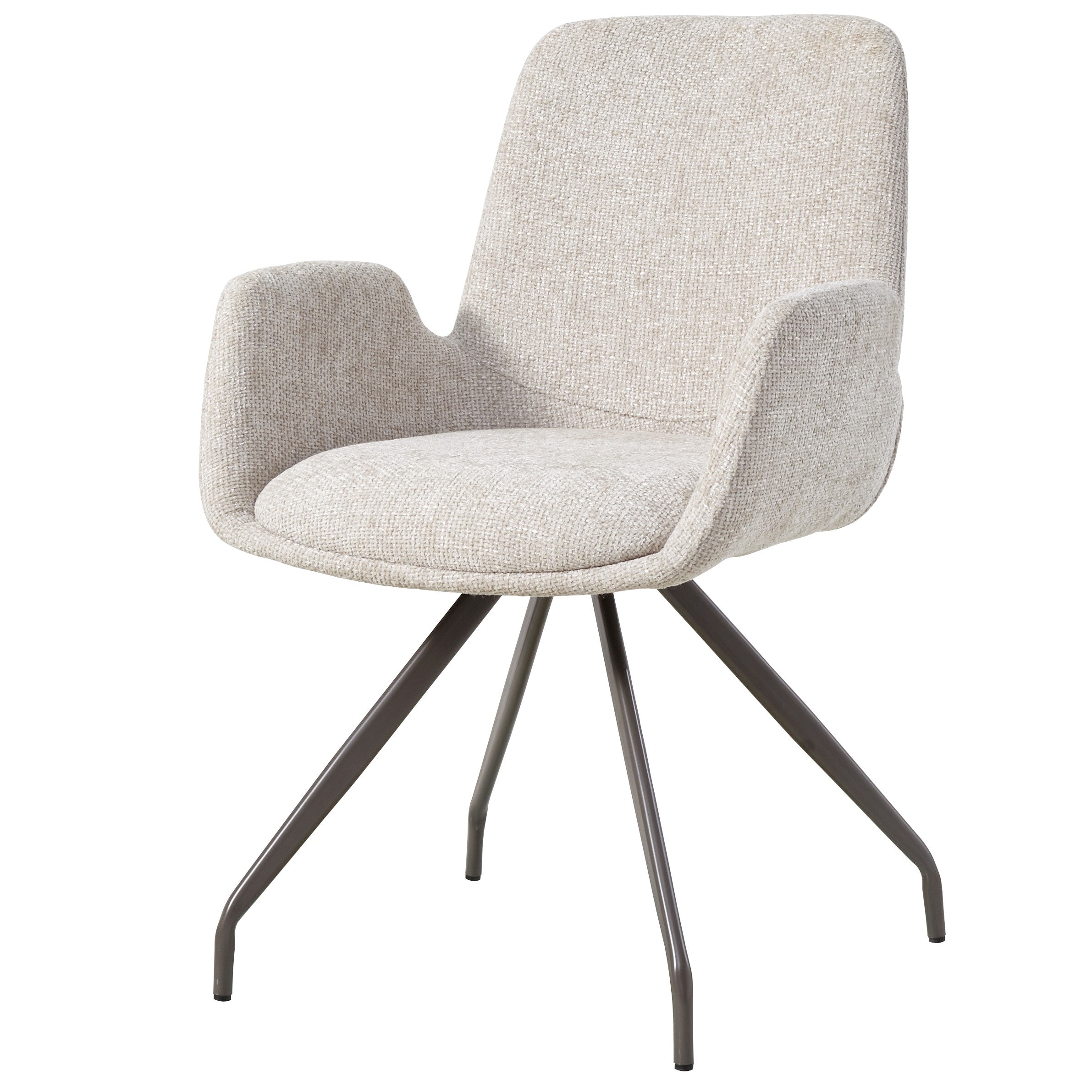 SILLA | ATENA/ Tapizada CREMA con patas metalicas grises