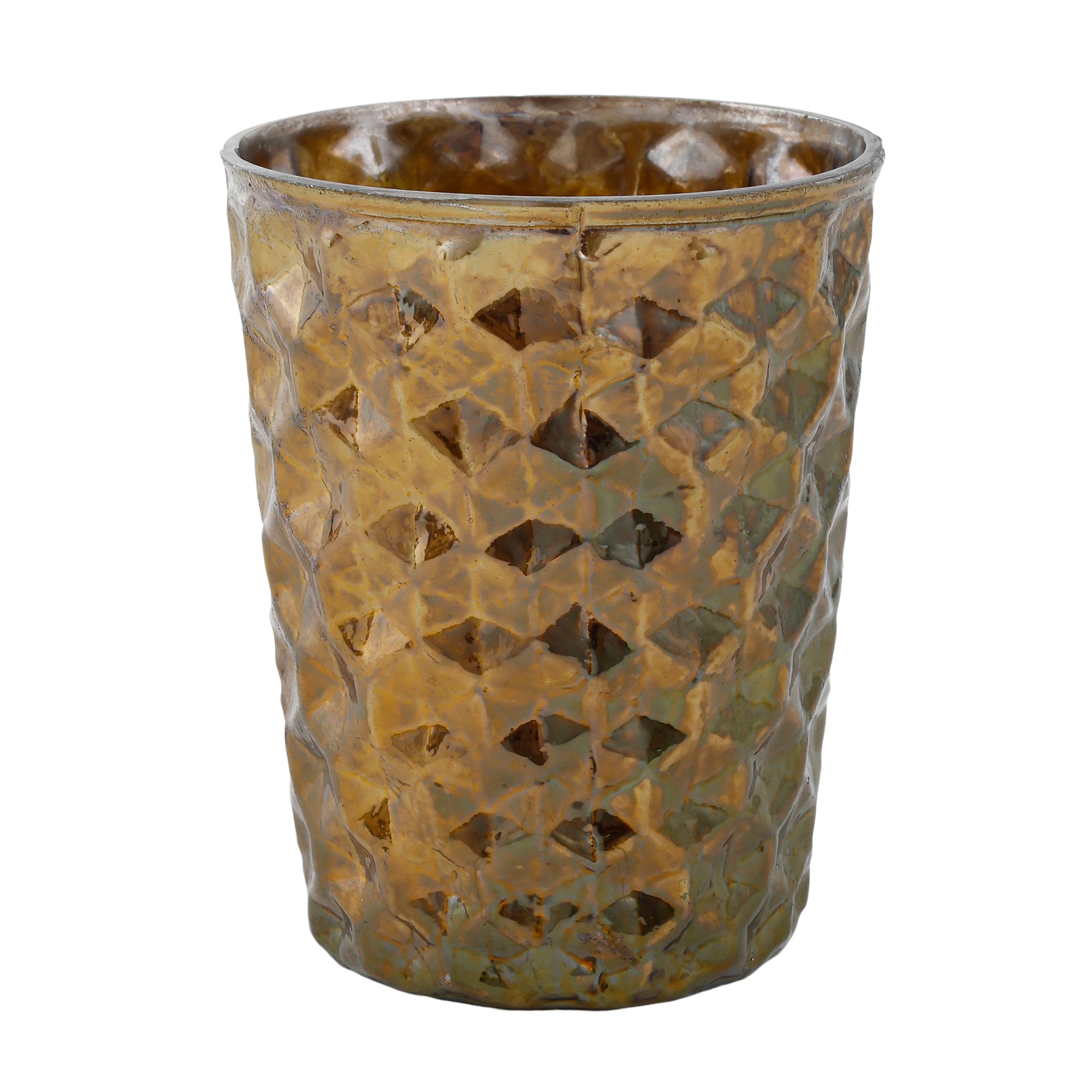 VIDRIO | Tealight dorado figura diamante