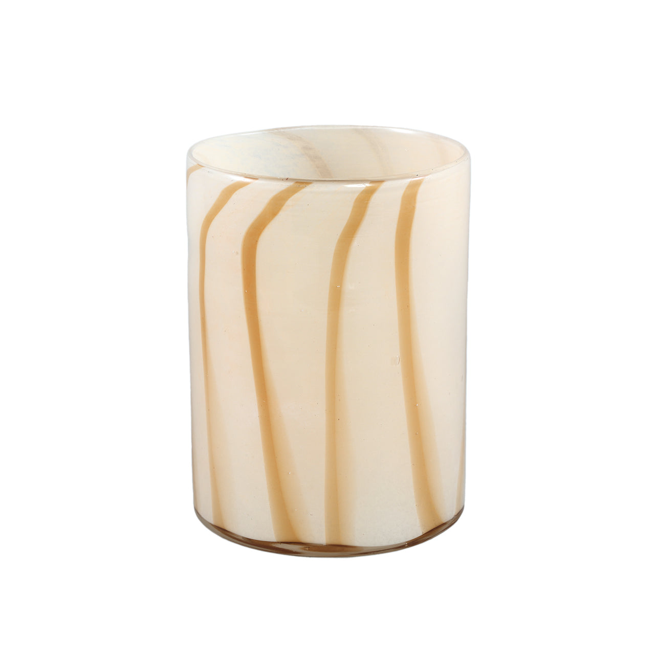 TEALIGHT CILINDRO OFF WHITE LINEAS L / 15D X 20H CM
