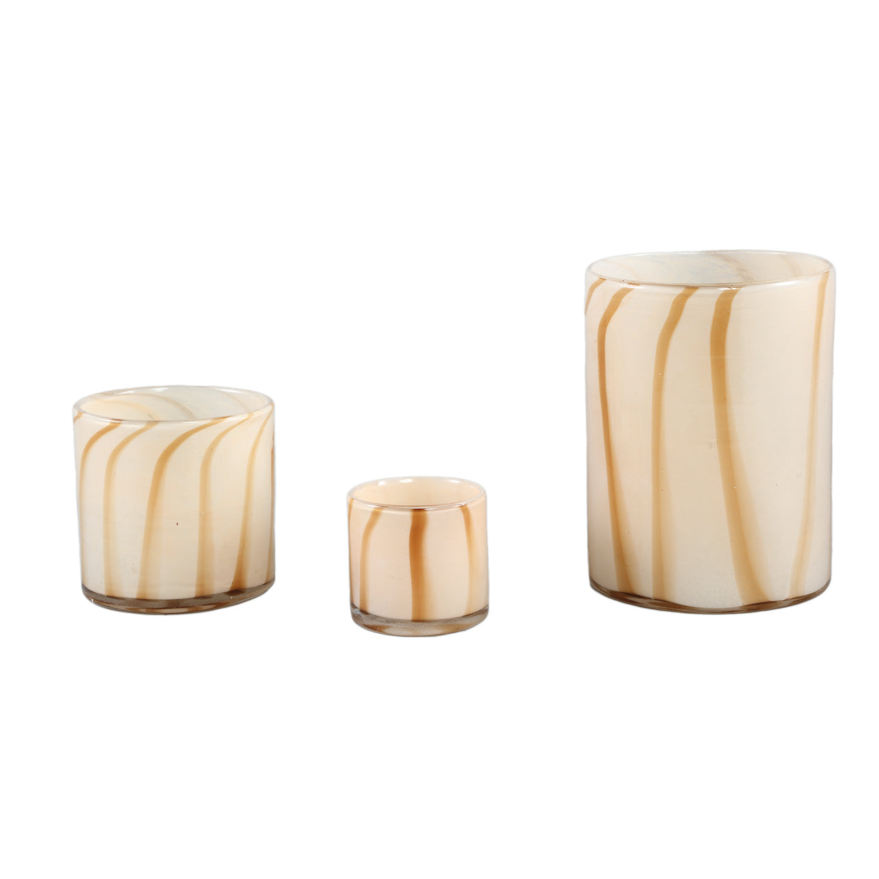 TEALIGHT CILINDRO OFF WHITE LINEAS L / 15D X 20H CM