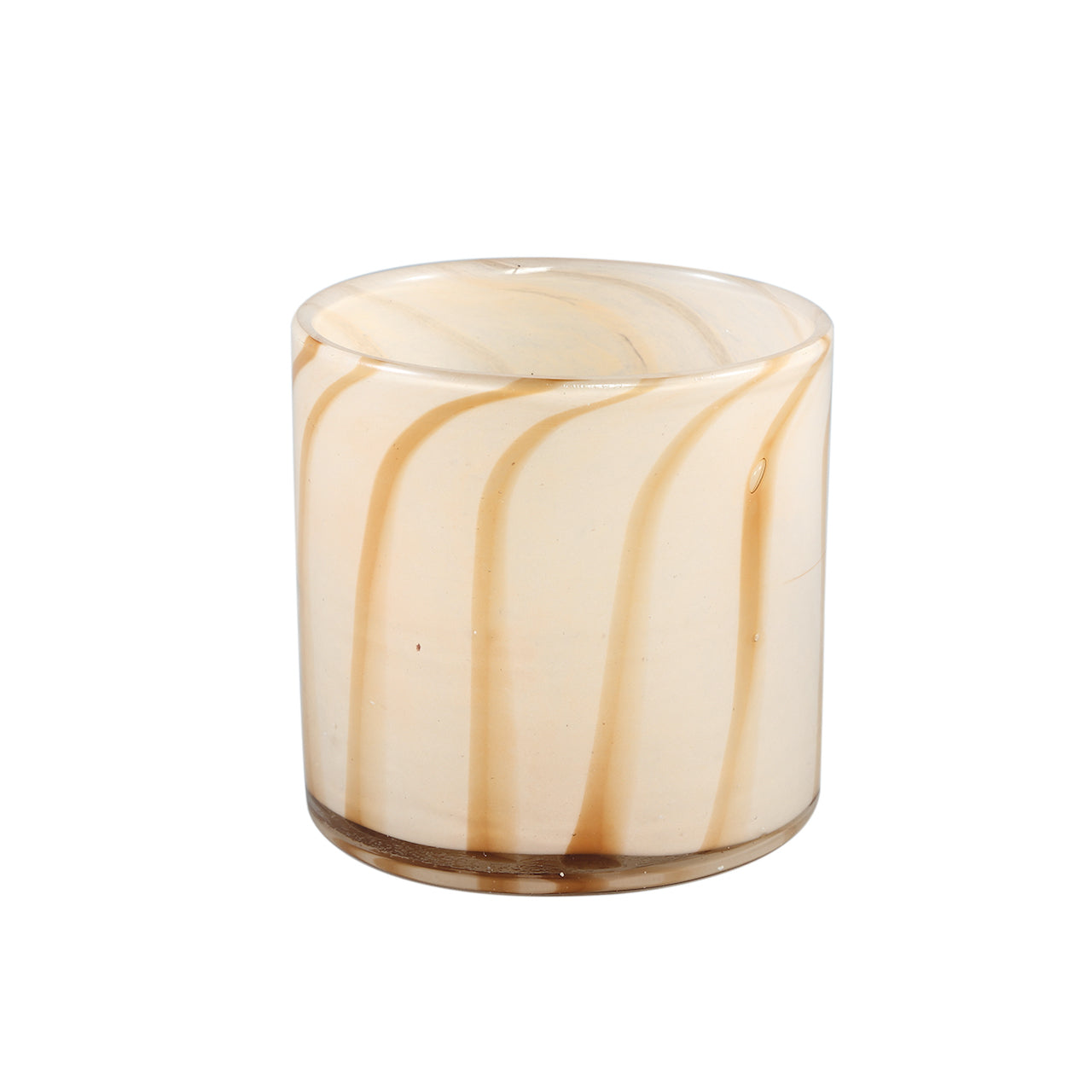 TEALIGHT CILINDRO OFF WHITE LINEAS M / 12D X 12H CM