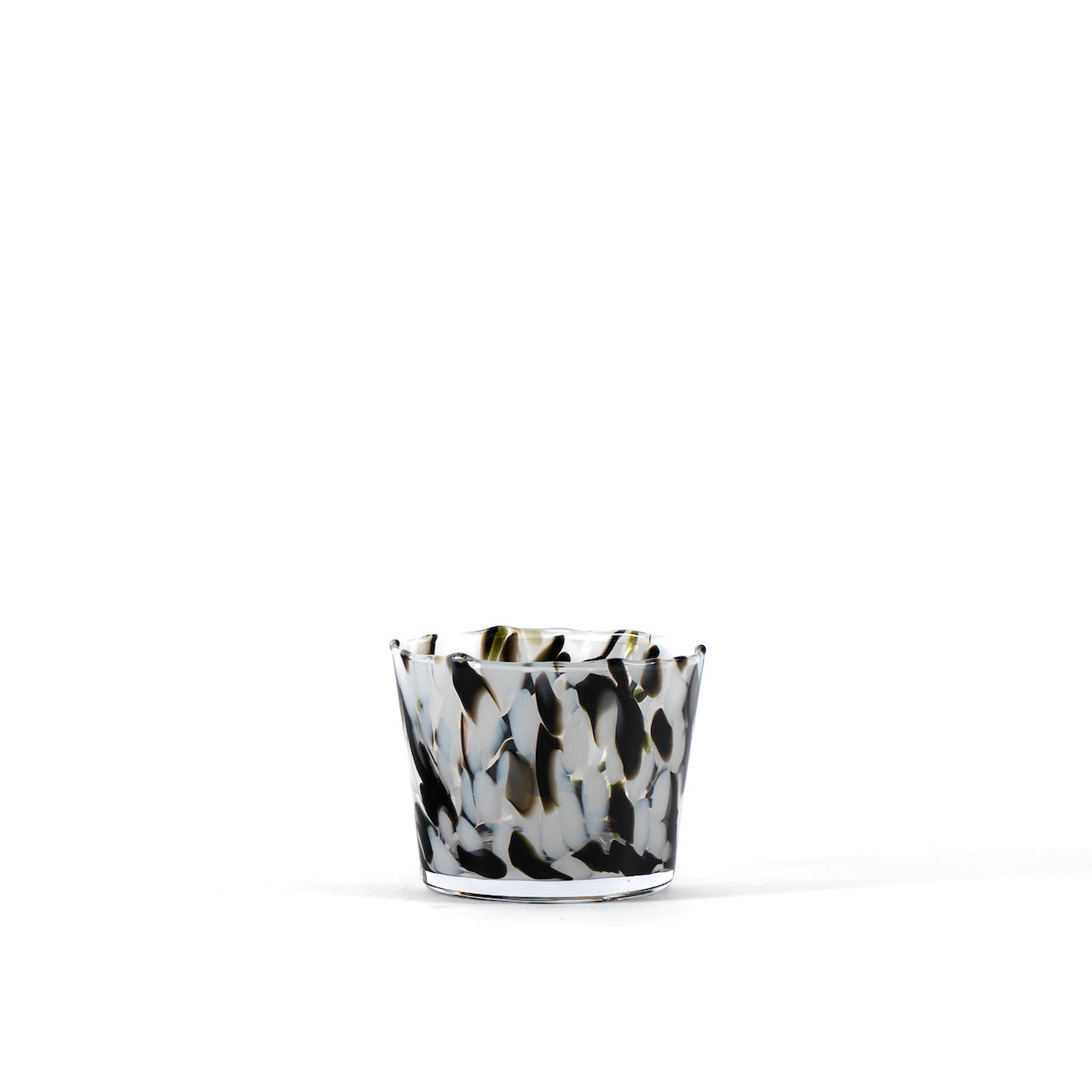 VIDRIO VASO ANCHO CONFETTI / 13D X 11 CM
