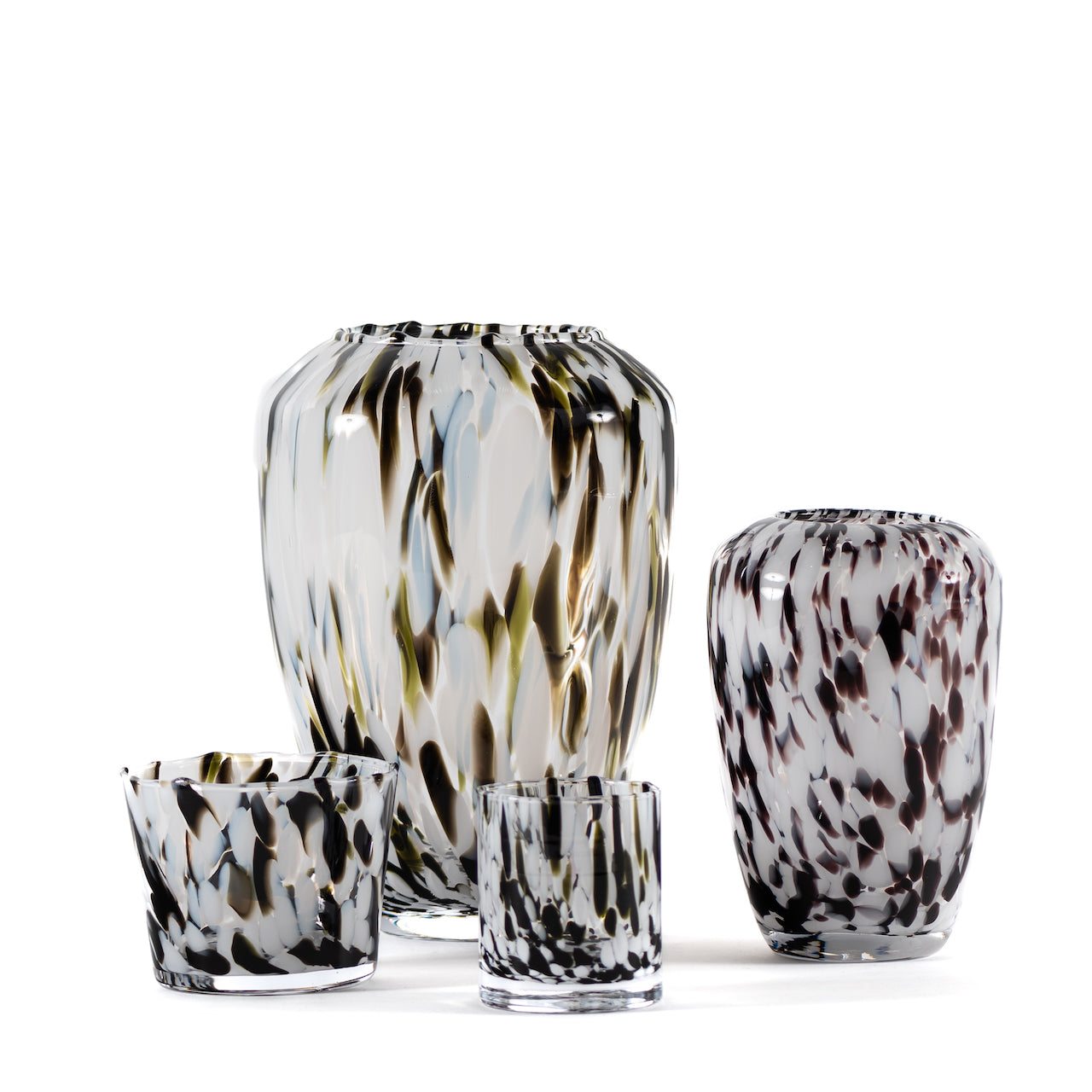 VIDRIO VASO ANCHO CONFETTI / 13D X 11 CM