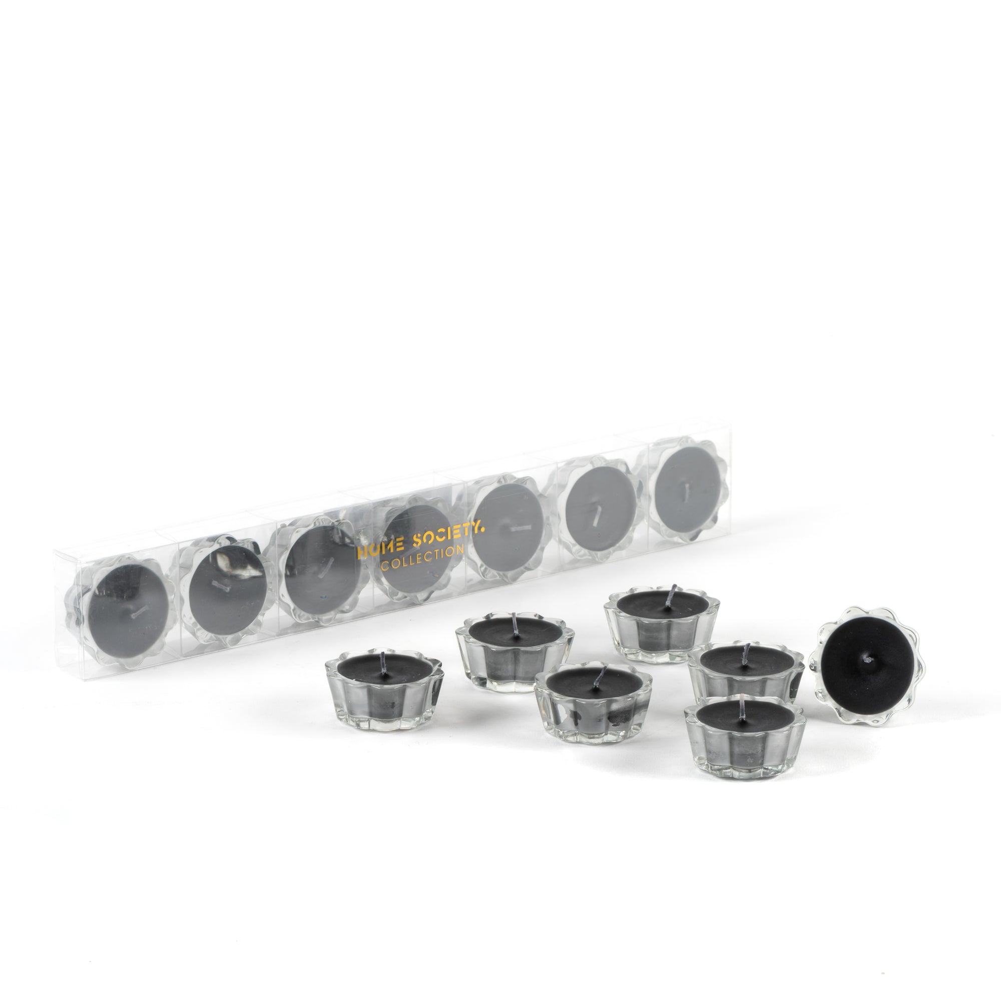 VELA | set de 7 vidrios con vela negro flor