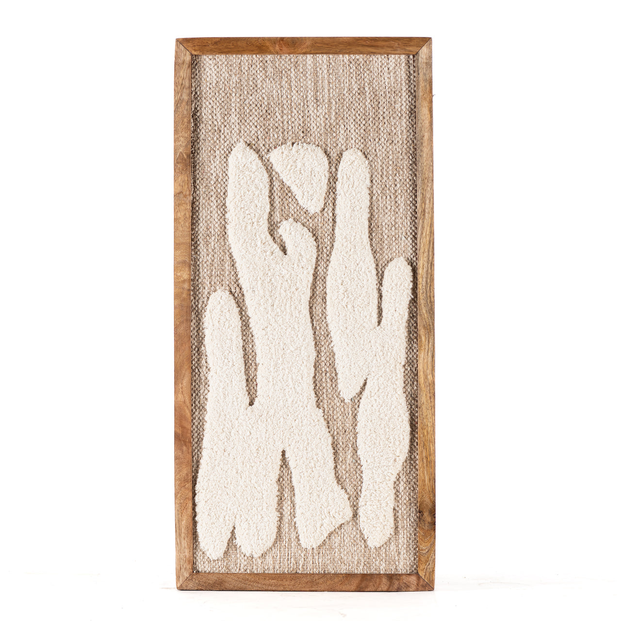 Cuadro Figuras Naturales Arena y Bordado Negro - Estilo Artesanal y Elegante