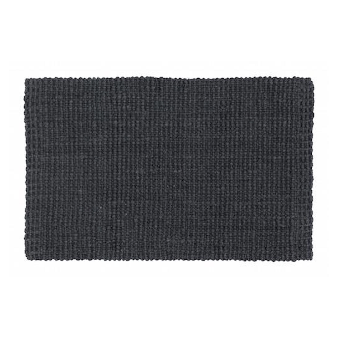 Felpudo de yute color azul de 60x90 cm, perfecto para entradas elegantes y modernas.