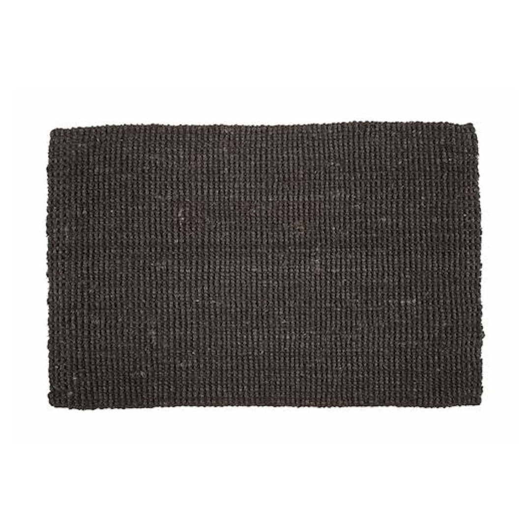 Felpudo de yute negro de 60x90 cm, perfecto para entradas elegantes y modernas.