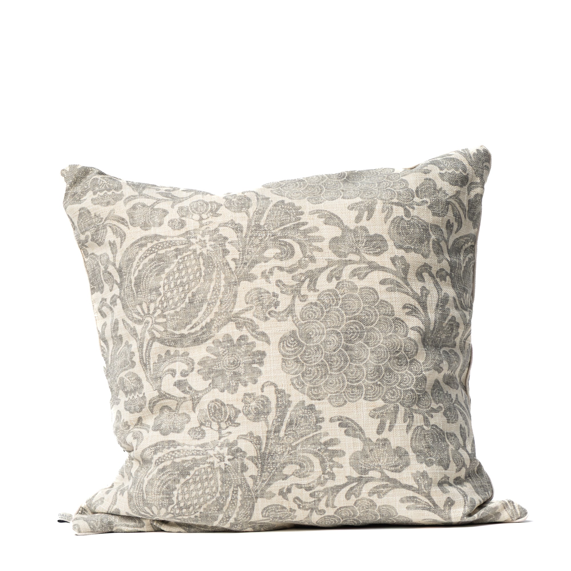 COJIN LINO CREMA CON VIÑEDO GRIS VIVO CREMA / 60 X 60 CM