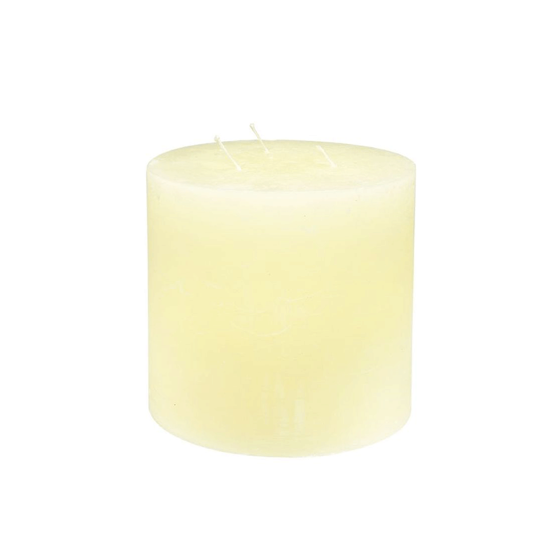 Vela cilíndrica color Off White de 15 cm de diámetro x 15 cm de altura, con 3 mechas y una duración de 100 horas.