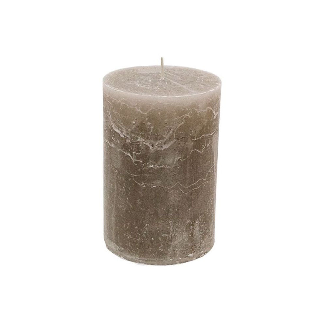 Vela cilíndrica color Stone de 10 cm de diámetro x 15 cm de altura, con una duración de 120 horas.