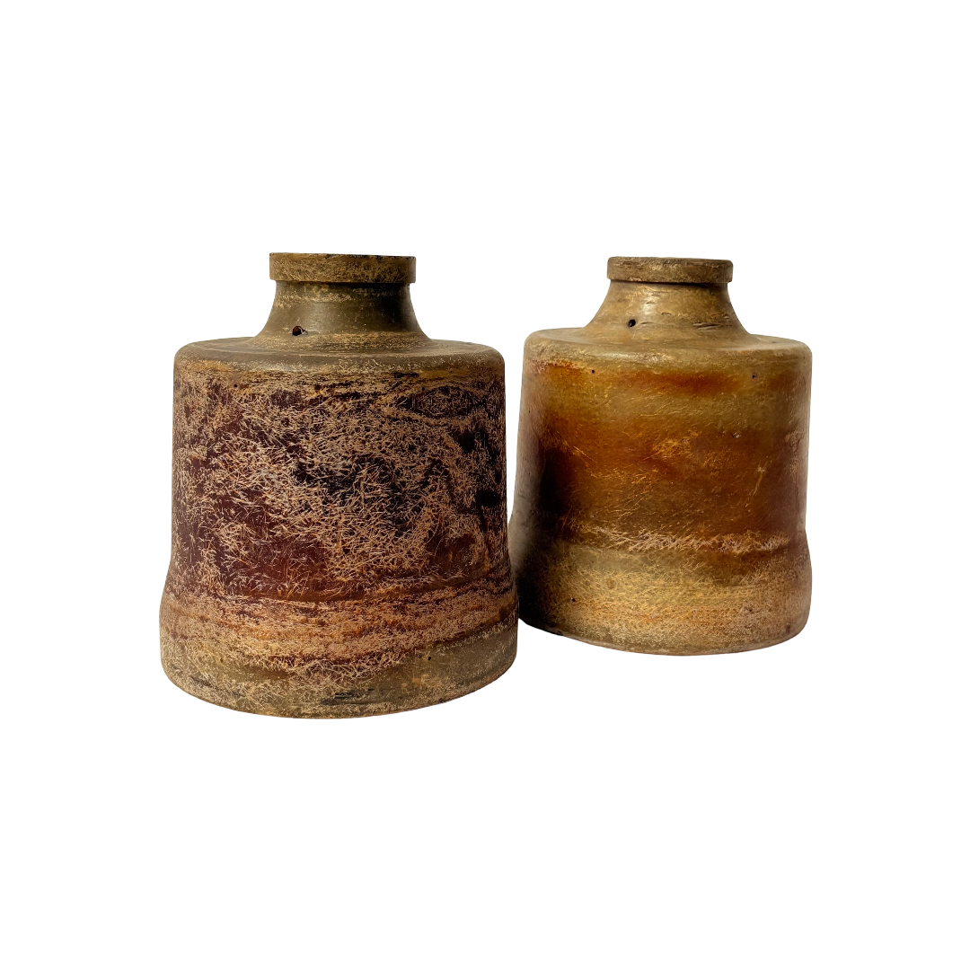 VASIJA MADERA COLORES OXIDO / 18D X 24H CM