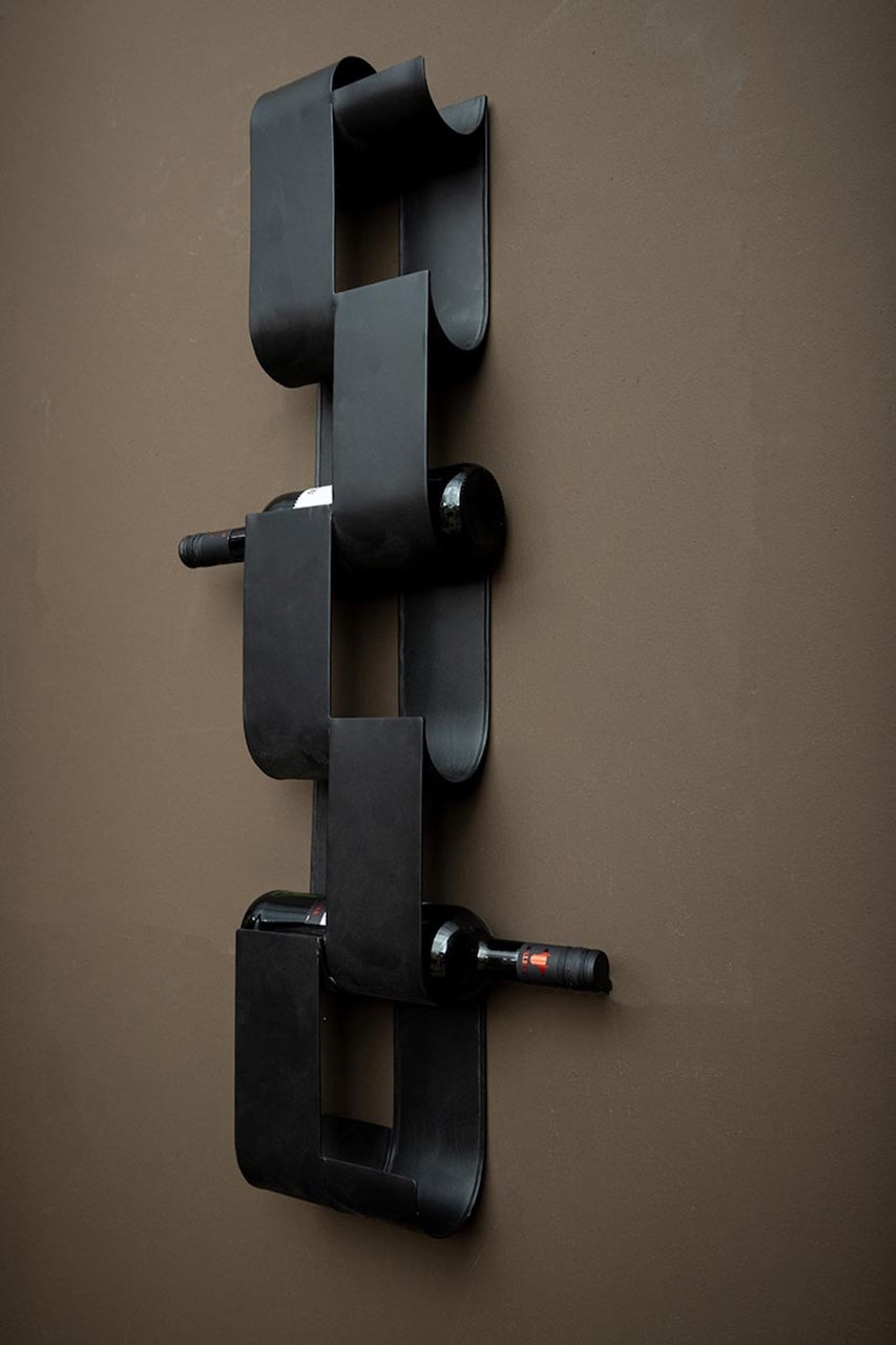 RACK DE VINO NEGRO EN FIERRO / 18.5A x 9P x 92.5H