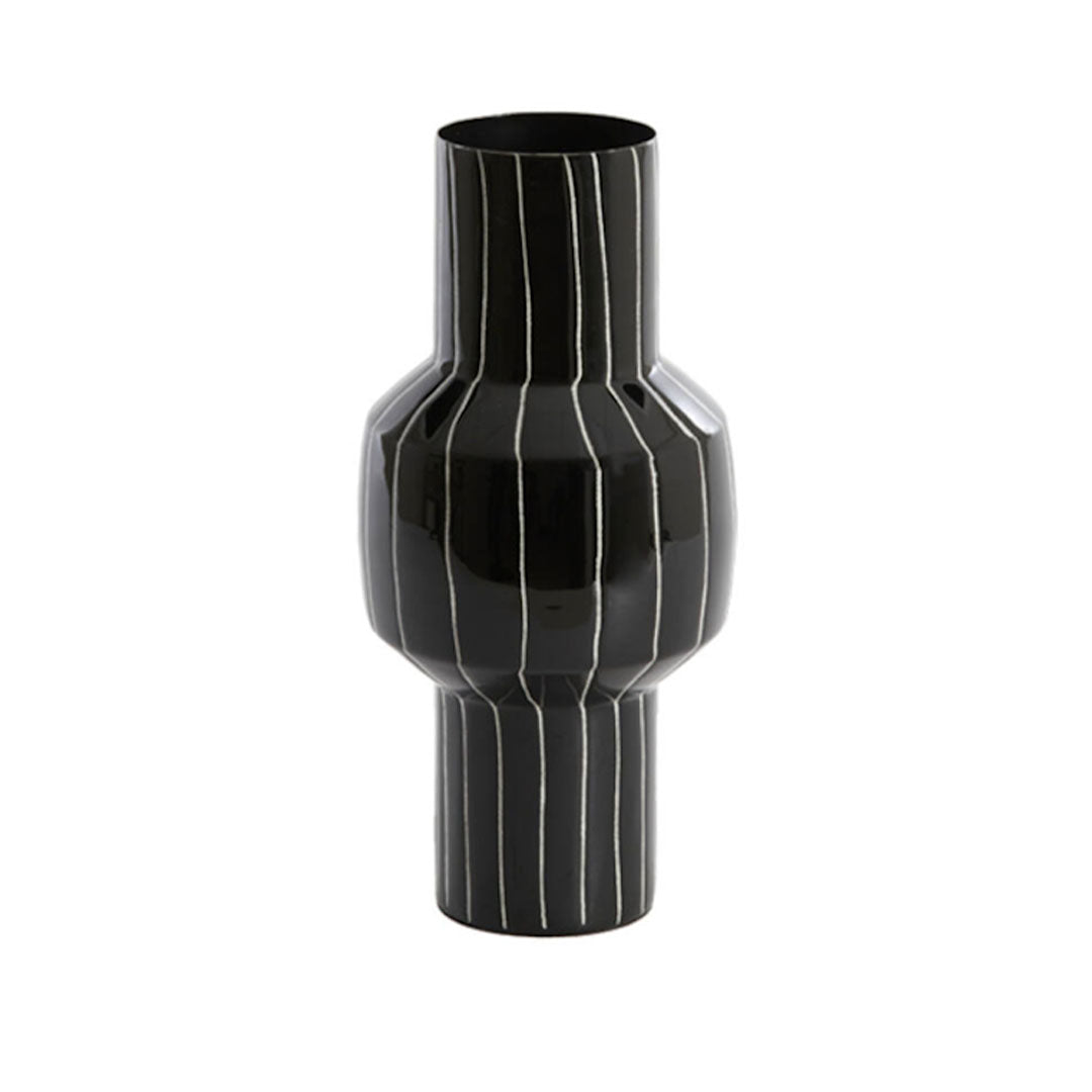 Adorno Negro Brillo con Líneas Blancas | Elegante y Sofisticado