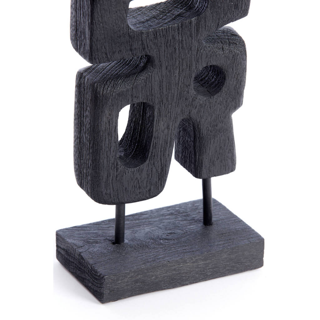 Escultura Madera Negra en Base 16L x 9A x 33H CM - Toque Artístico y Moderno