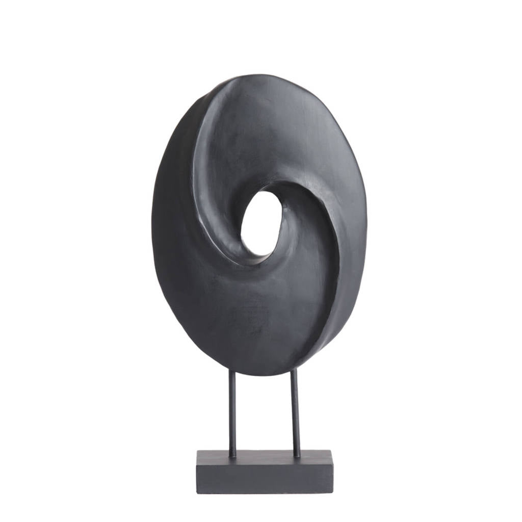 Ciclón | Escultura de Madera Negra en Base
