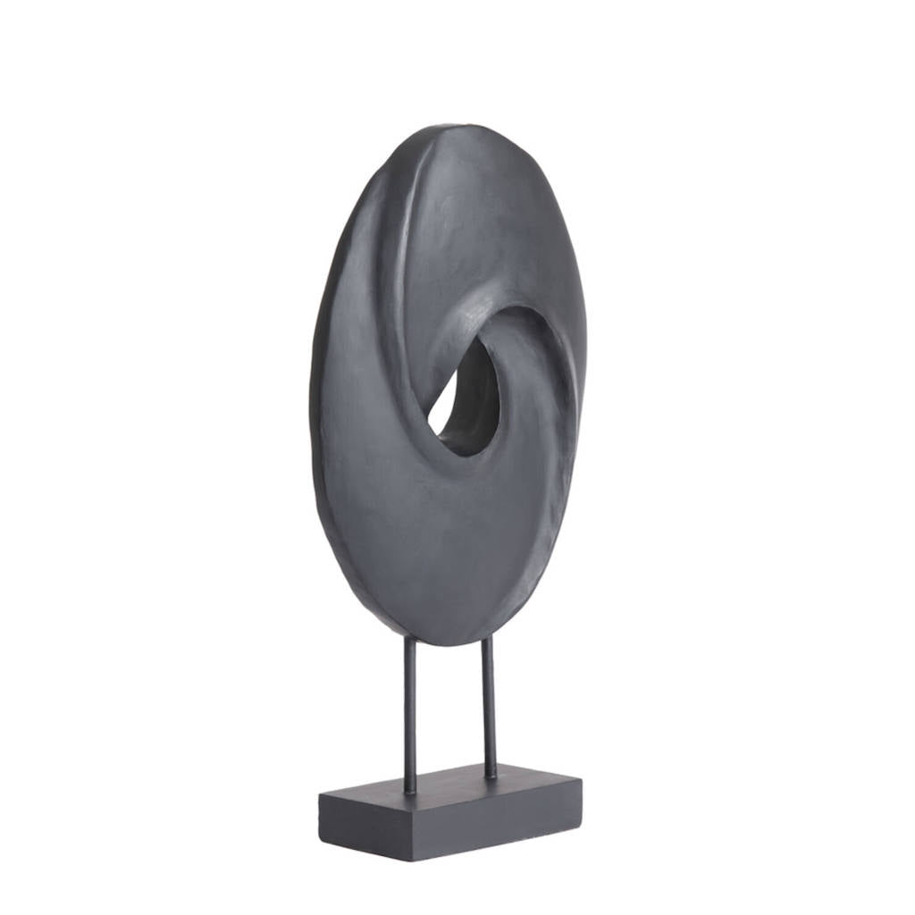 Ciclón | Escultura de Madera Negra en Base