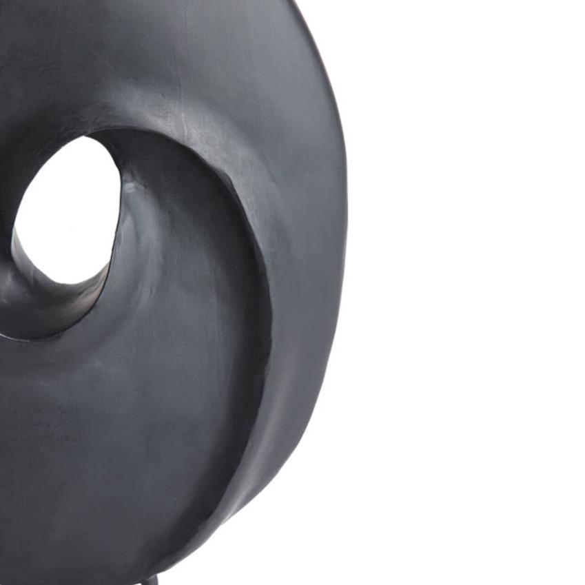 Ciclón | Escultura de Madera Negra en Base