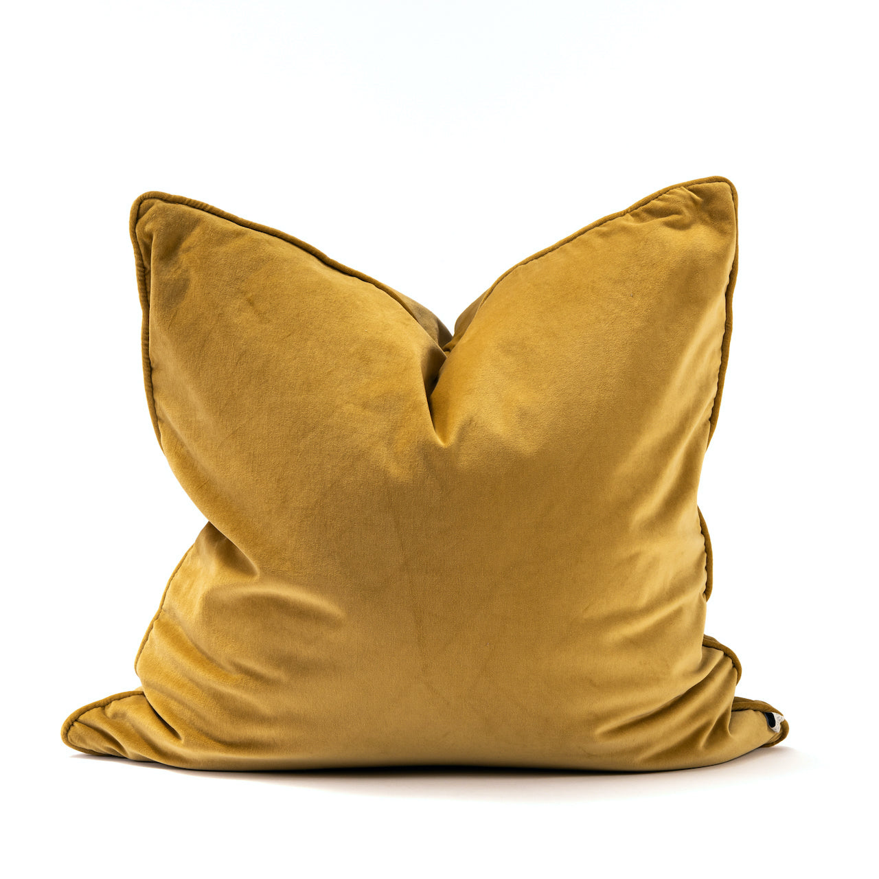 COJÍN TERCIOPELO OCRE VIVO MISMA TELA / 60 X 60 CM