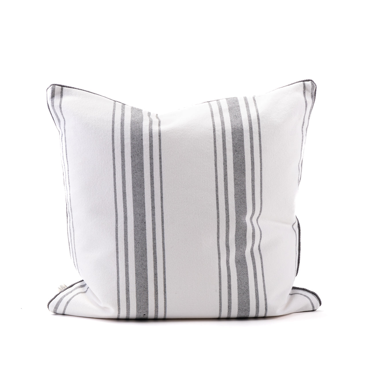 COJIN ALGODÓN GRUESO BLANCO CON LINEAS NEGRAS VIVO RAYA PARIS 50 X 50 CM