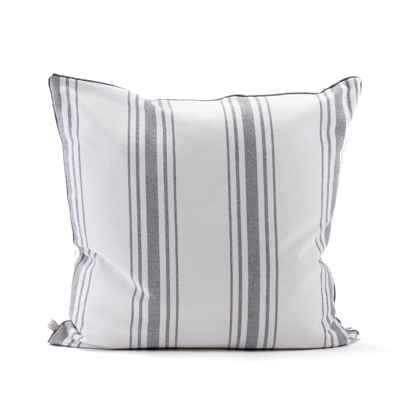 COJIN ALGODÓN GRUESO BLANCO CON LINEAS NEGRAS RAYA PARIS 60 X 60 CM
