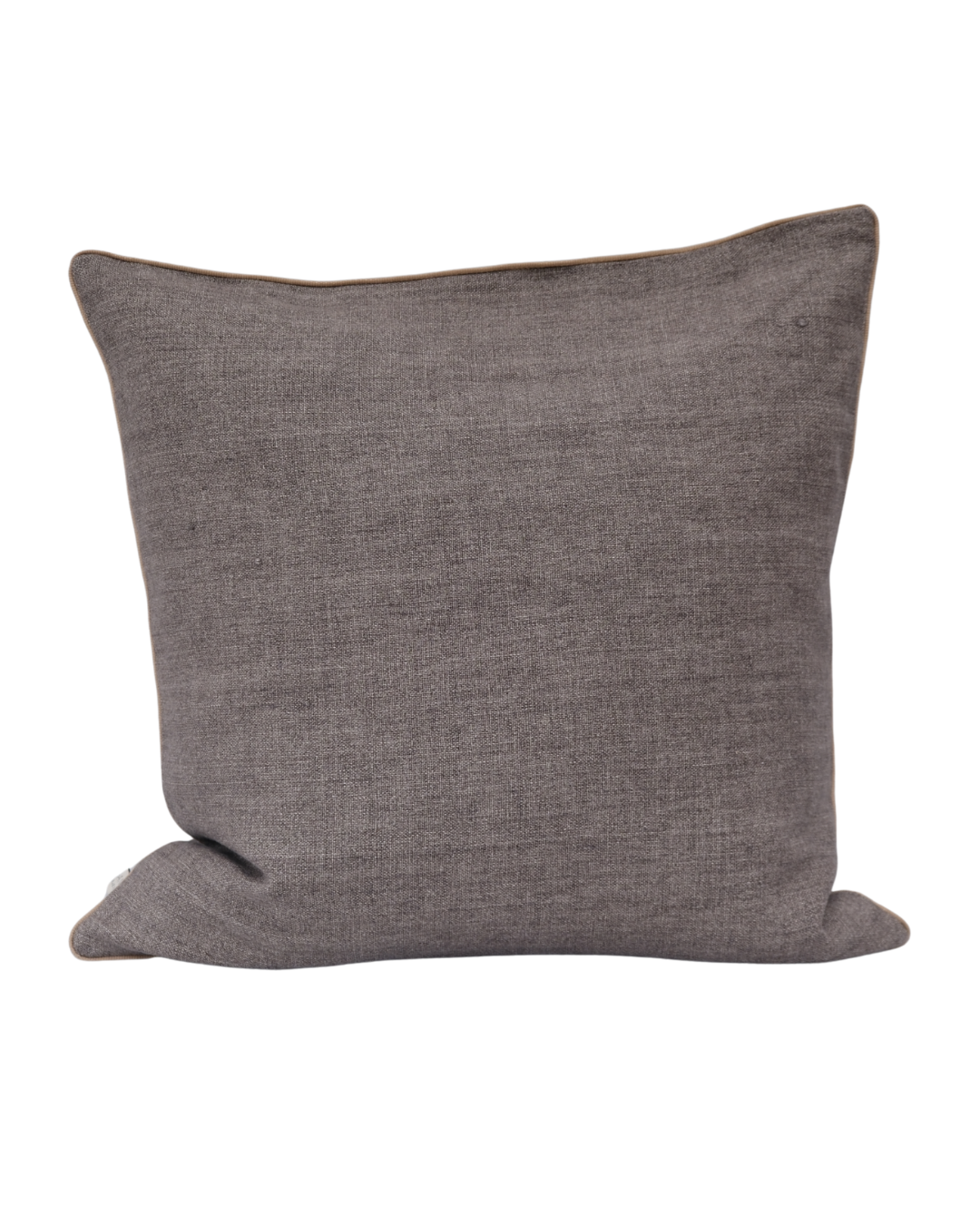COJIN LINO GRIS CON VIVO BEIGE / 60 X 60 CM