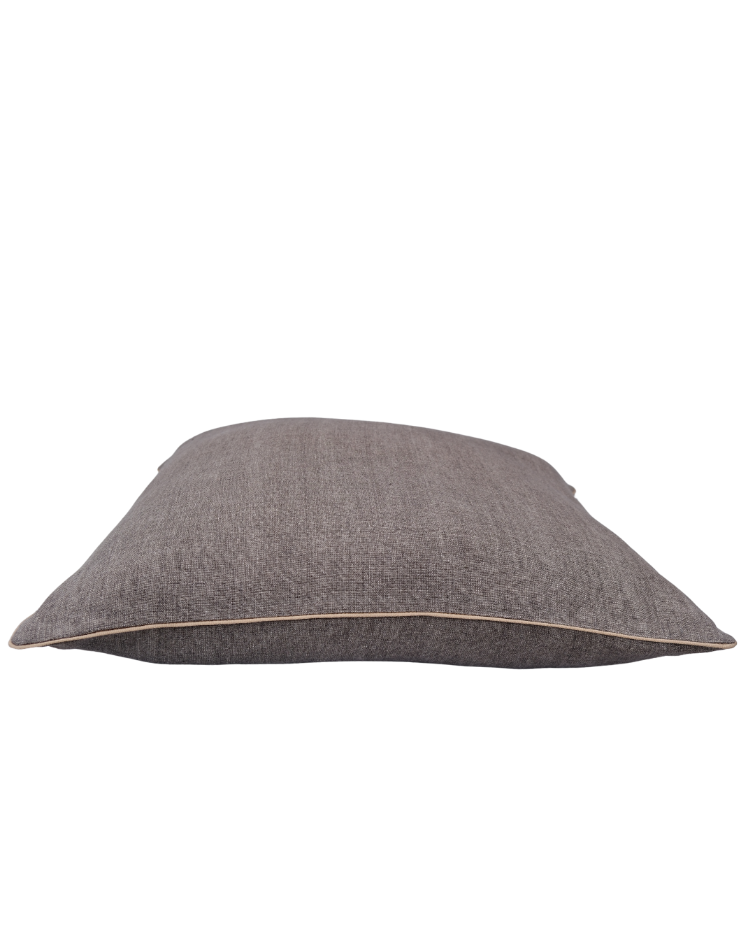 COJIN LINO GRIS CON VIVO BEIGE / 60 X 60 CM